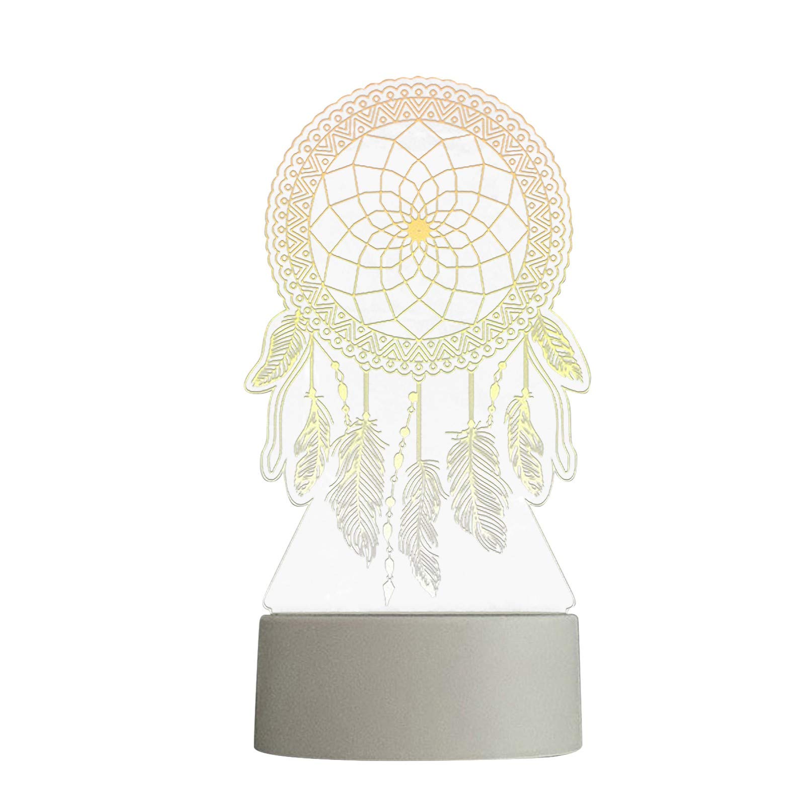 Aozhen 3D Feather Shaped LED Night Light - USB Powered Acrylic Desk Lamp with Warm White Light, 10 LED String Lights for Bedroom Decor (Multiple Colors) | Perfect for Nursery, Kids Room, Dorm & Gift Giving