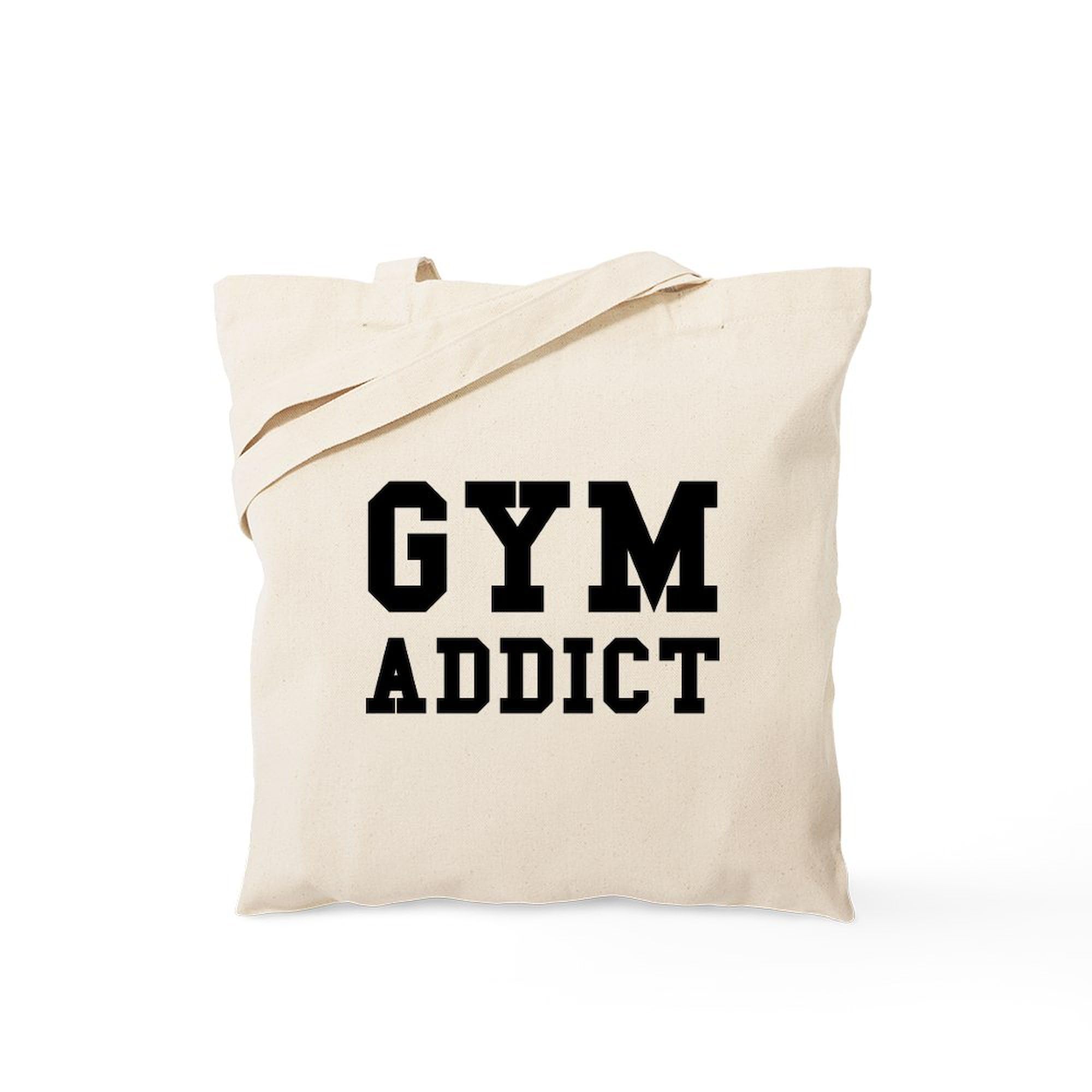 GYM ADDICT Tote Bag - Natural Canvas Reusable Shopping Bag for Gym, Work & Groceries | Durable Eco-Friendly Tote with Large Capacity | Perfect for Fitness Enthusiasts & Daily Use