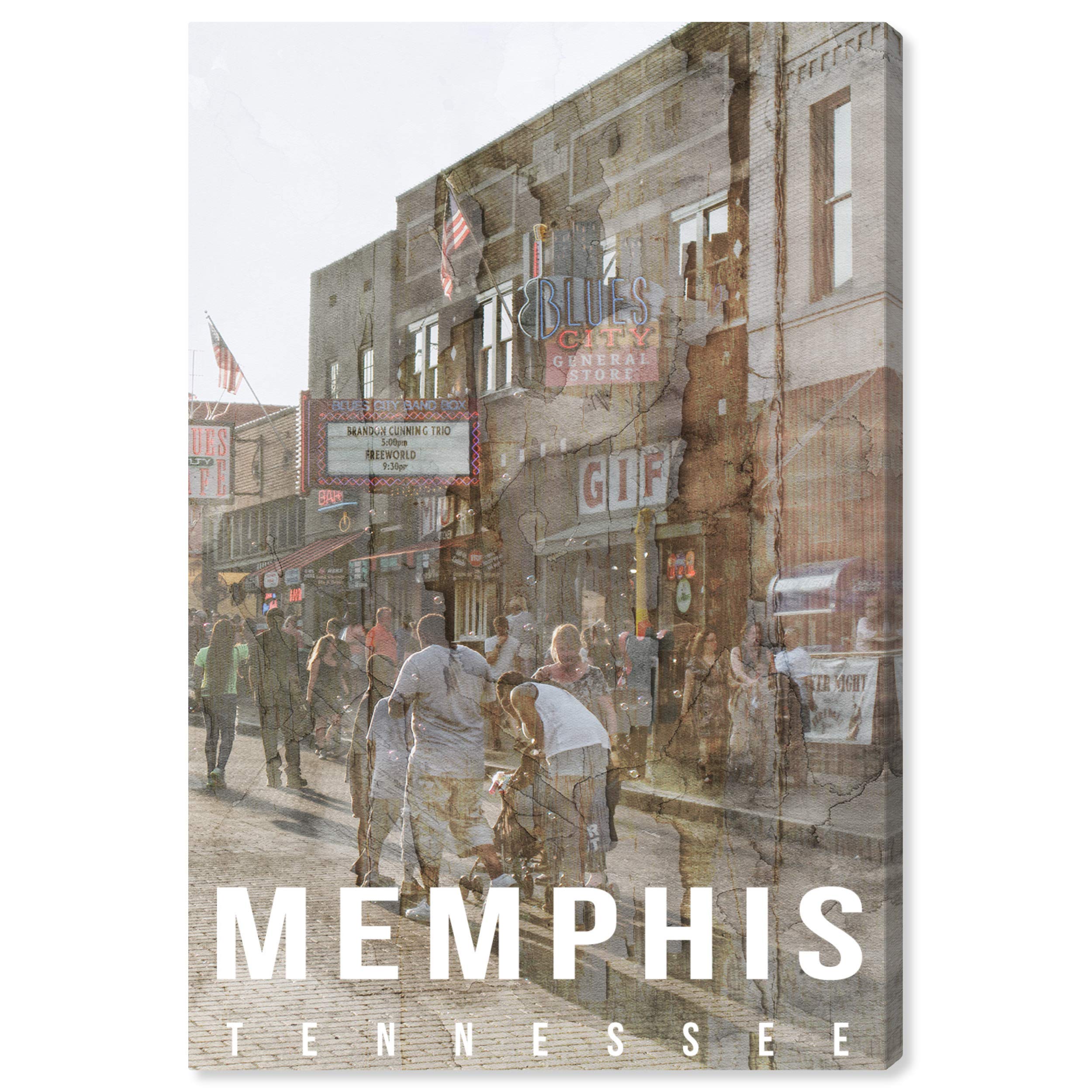 Oliver Gal Artist Co. Memphis Landscape Wall Art Canvas Print - 24x36 Inches, Brown & White - Modern City Skyline Home Decor for Living Room, Bedroom & Office