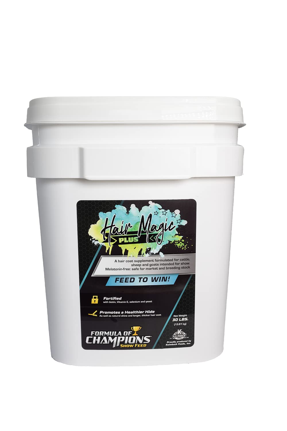 Hair Magic Plus Pelleted Topdress Supplement for Show Animals - 30 lb Bucket | Enhances Coat Shine & Health for Livestock, Horses & Pets | Perfect for Competitions & Grooming
