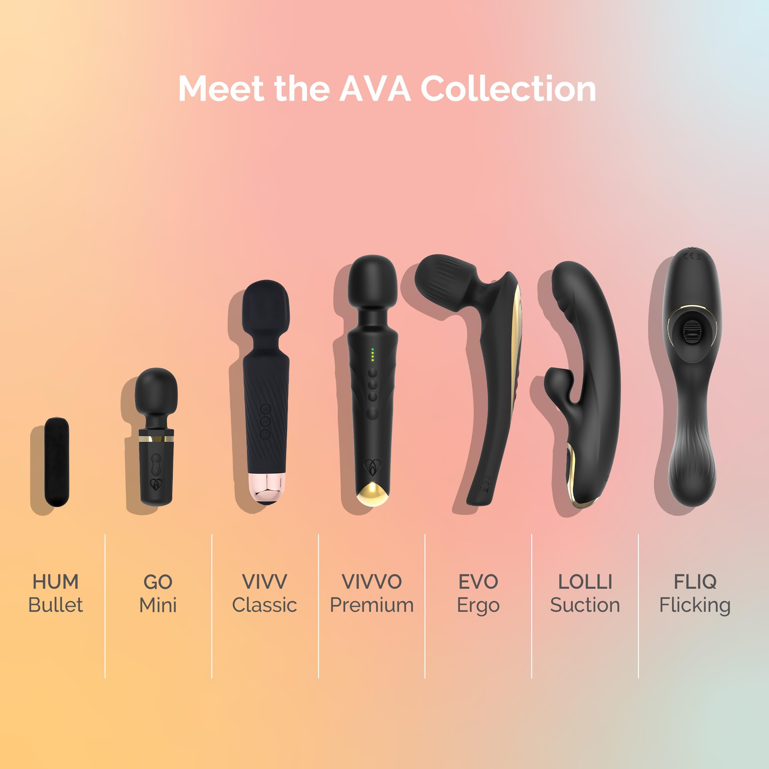 Ava EVO Ergonomic Vibrating Wand Massager - 20 Vibration Patterns & 8 Speed Settings for Women, G-Spot Stimulation | Rechargeable Waterproof Butterfly Sex Toy | Perfect for Couples Play, Solo Pleasure & Relaxation | Black Adult Sex Toy Gift for Her