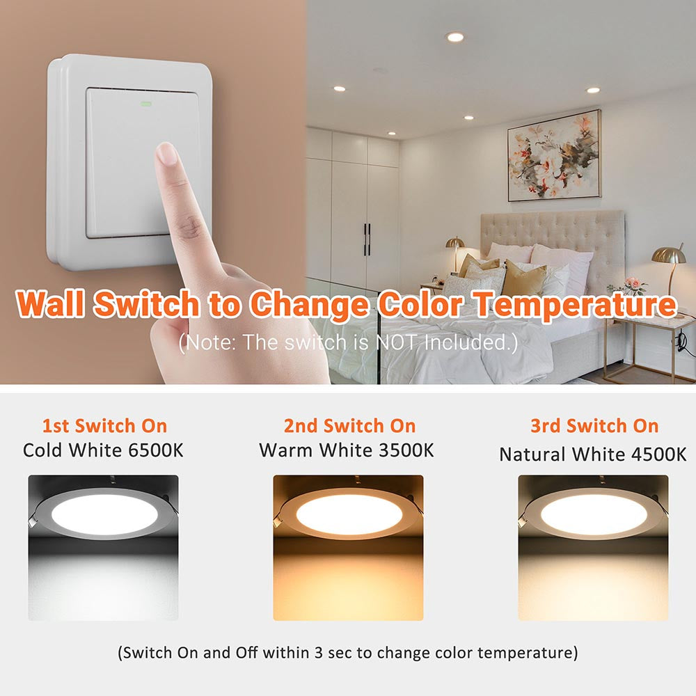 TheLAShop 12W 6-Pack Recessed SMD LED Downlight Ceiling Light - Energy Efficient Dimmable Lighting for Home, Kitchen, Bathroom & Office