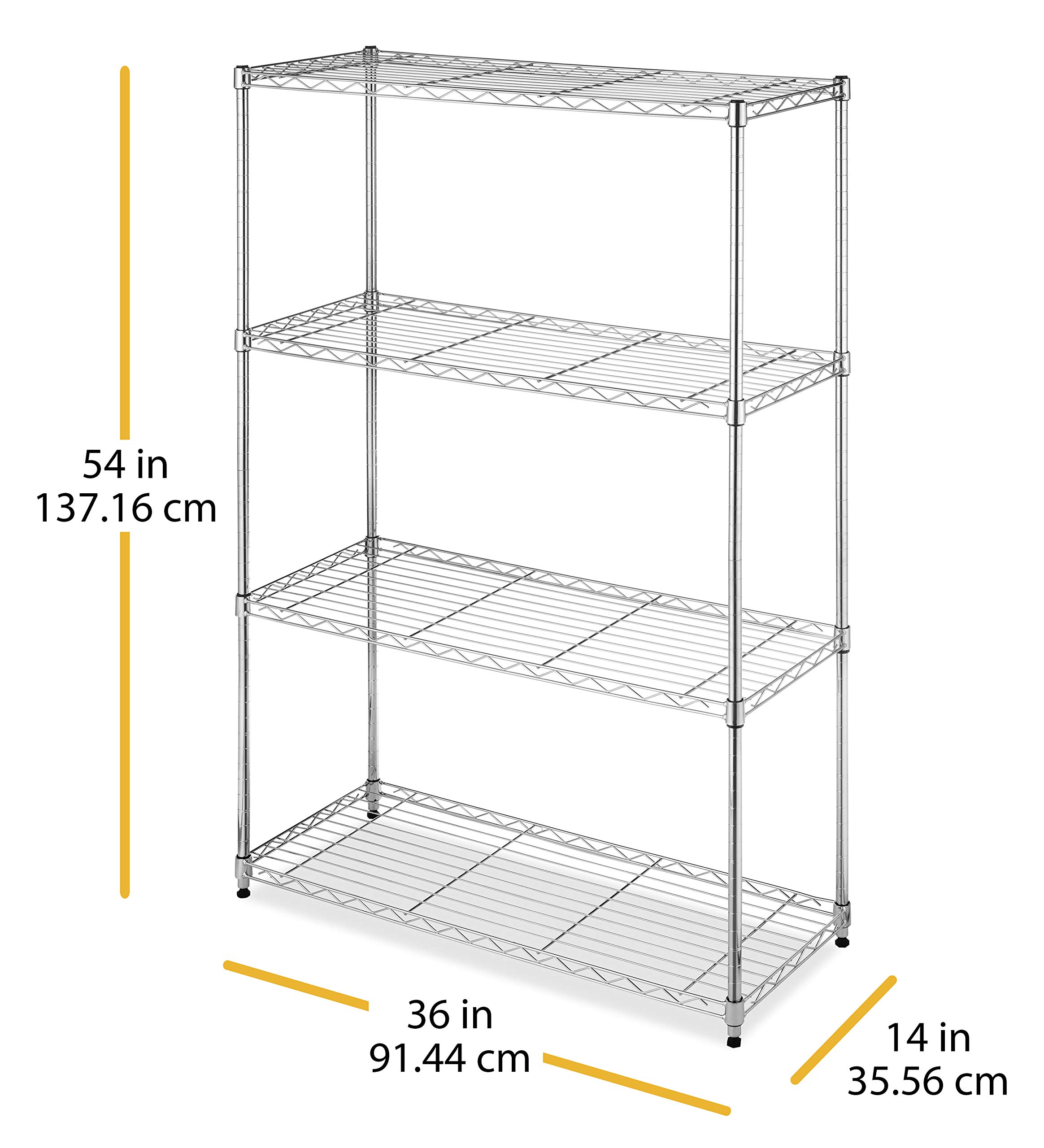 Whitmor 4-Tier Heavy Duty Metal Wire Shelving Unit - Easy Assembly Storage Rack for Pantry, Kitchen, Garage & Plant Organization | Space-Saving Home & Office Storage Solution