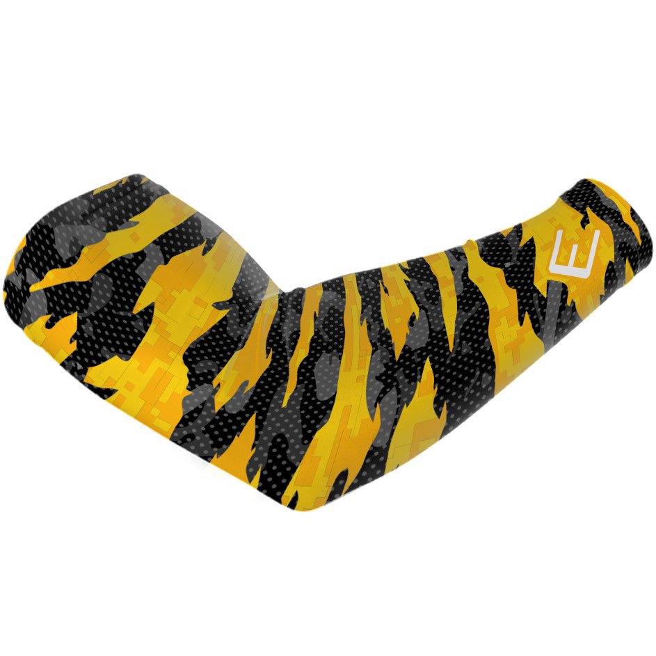 Gold Fierce Arm Sleeve - Compression Sleeve for Sports & Fitness - Basketball, Gym, Running, MMA - Breathable & Supportive Arm Protection