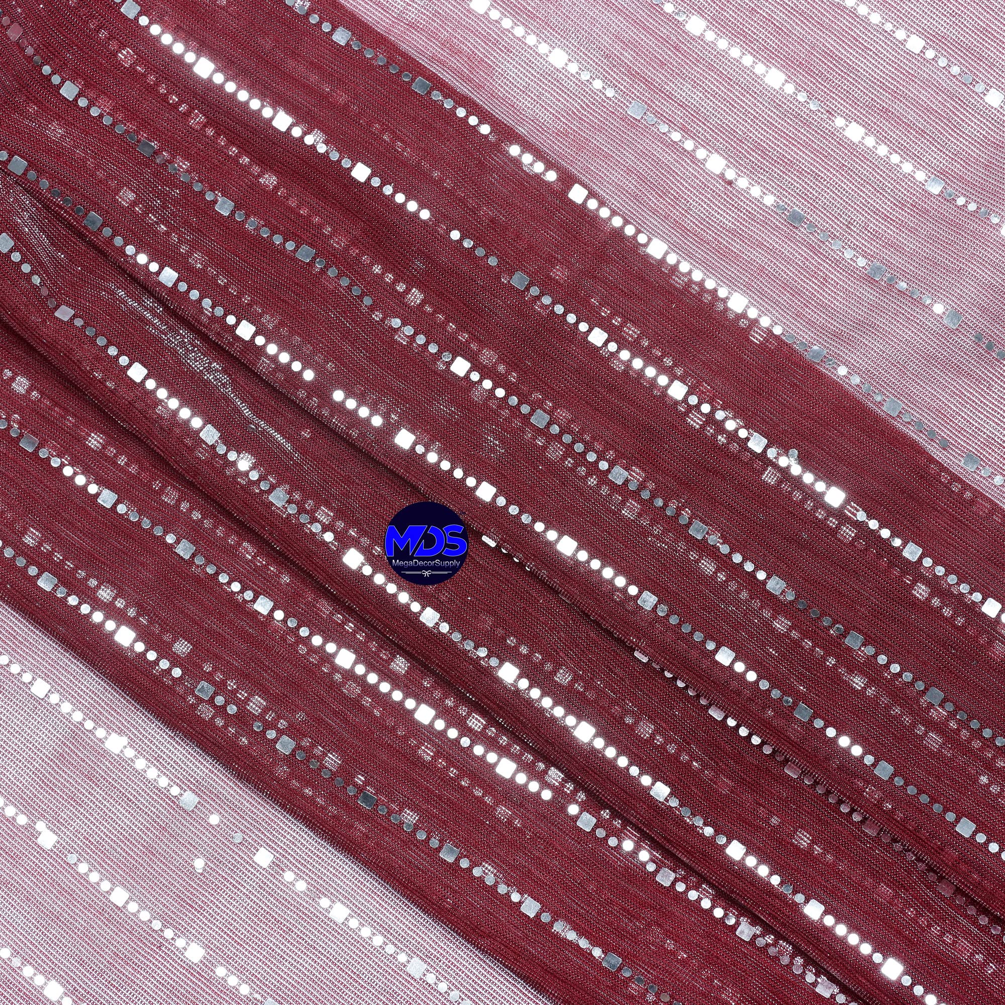 15-Pack 20x120 Inch Burgundy Glitter Sequin Table Runners for Wedding Banquets & Events - Elegant 10ft Decorative Table Cover for Reception, Party, and Special Occasions