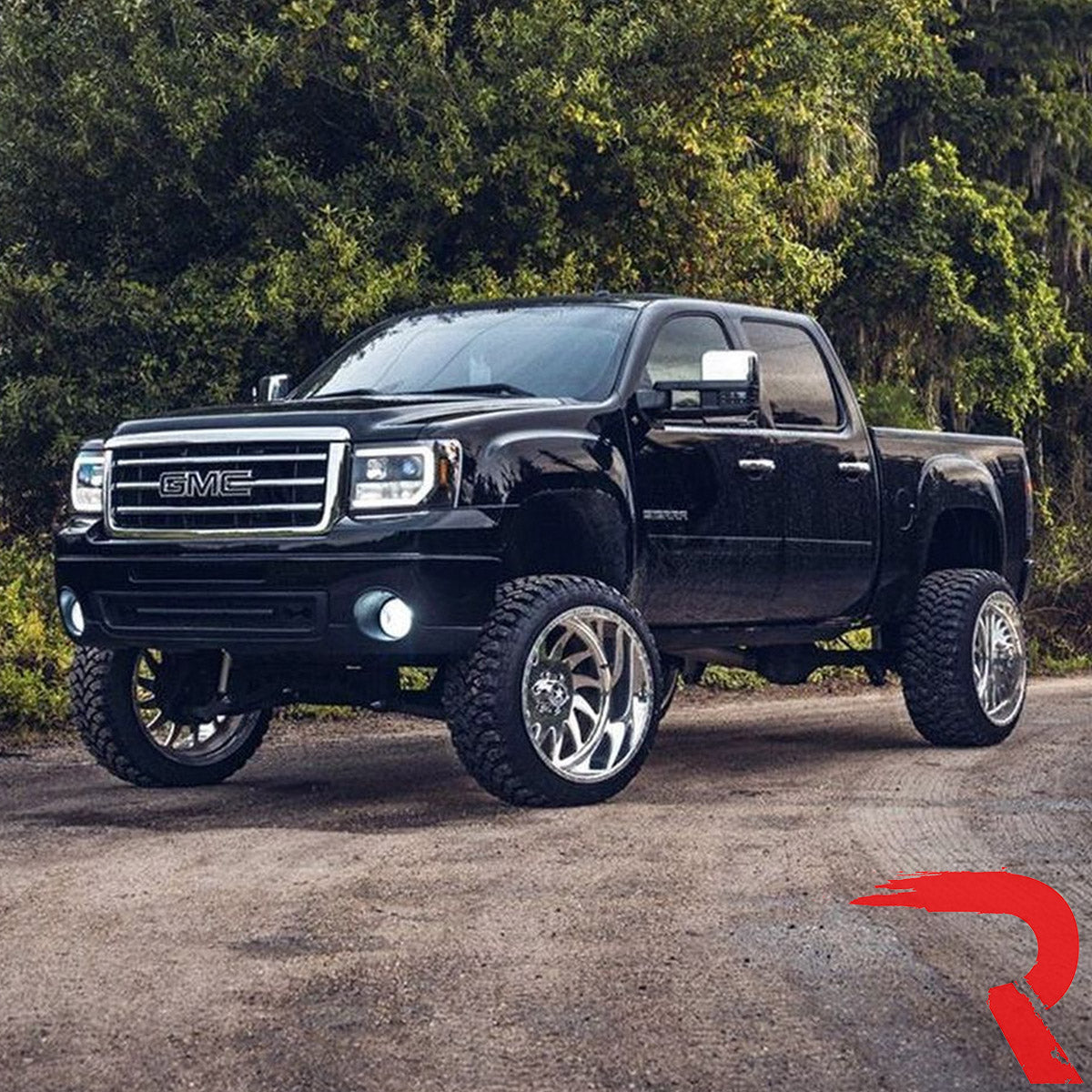 2007-2013 GMC Sierra Projector Headlights with OLED Halos & DRL - Smoked/Clear Lens Upgrade for Better Night Visibility & Style