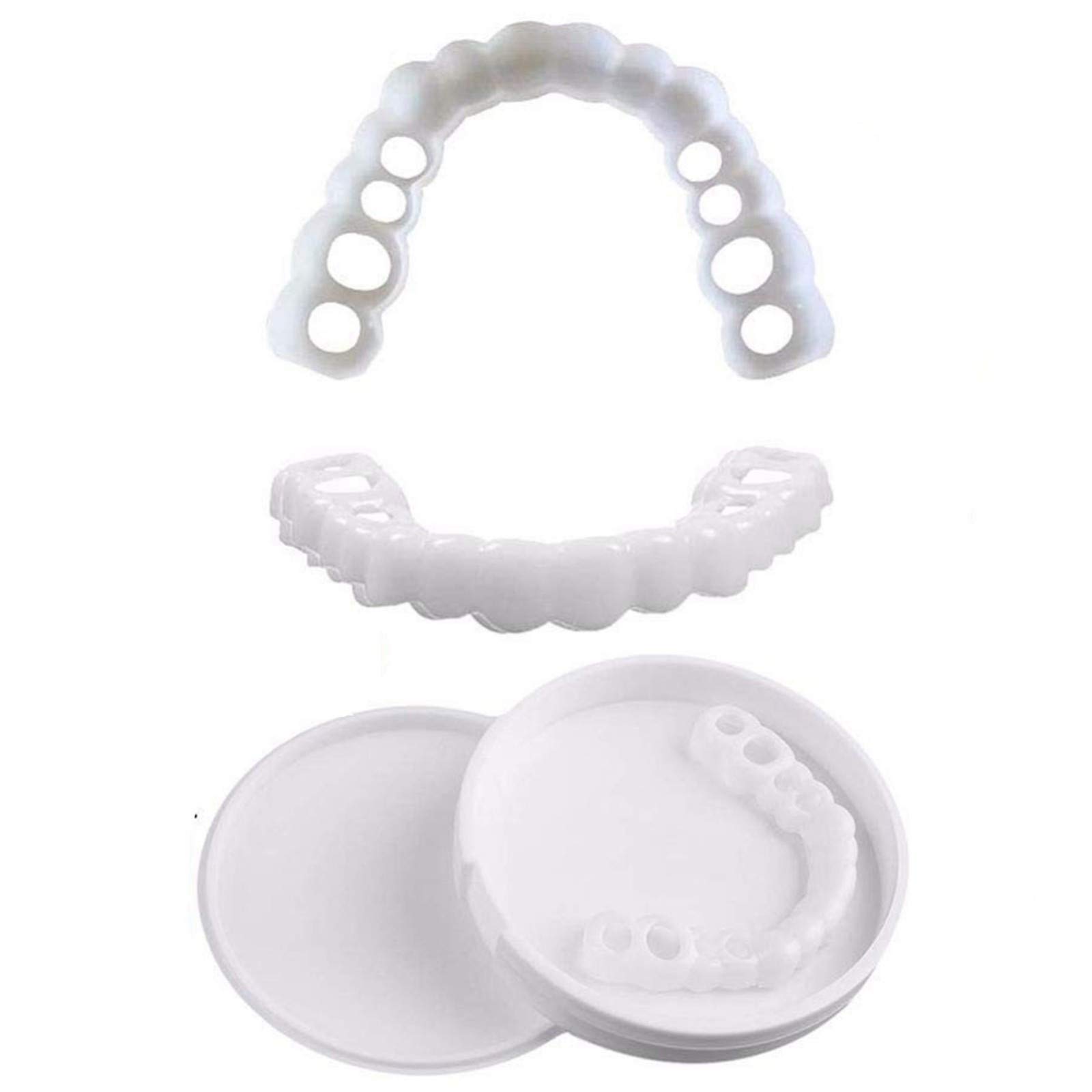 2 Pairs Teeth Braces Top & Bottom - Temporary Dental Prosthesis Dentures - Perfect Braces & Whitening Alternative - Flexible Fit for Quick Denture Replacement - Ideal for Cosplay, Halloween Costumes & Dental Emergencies