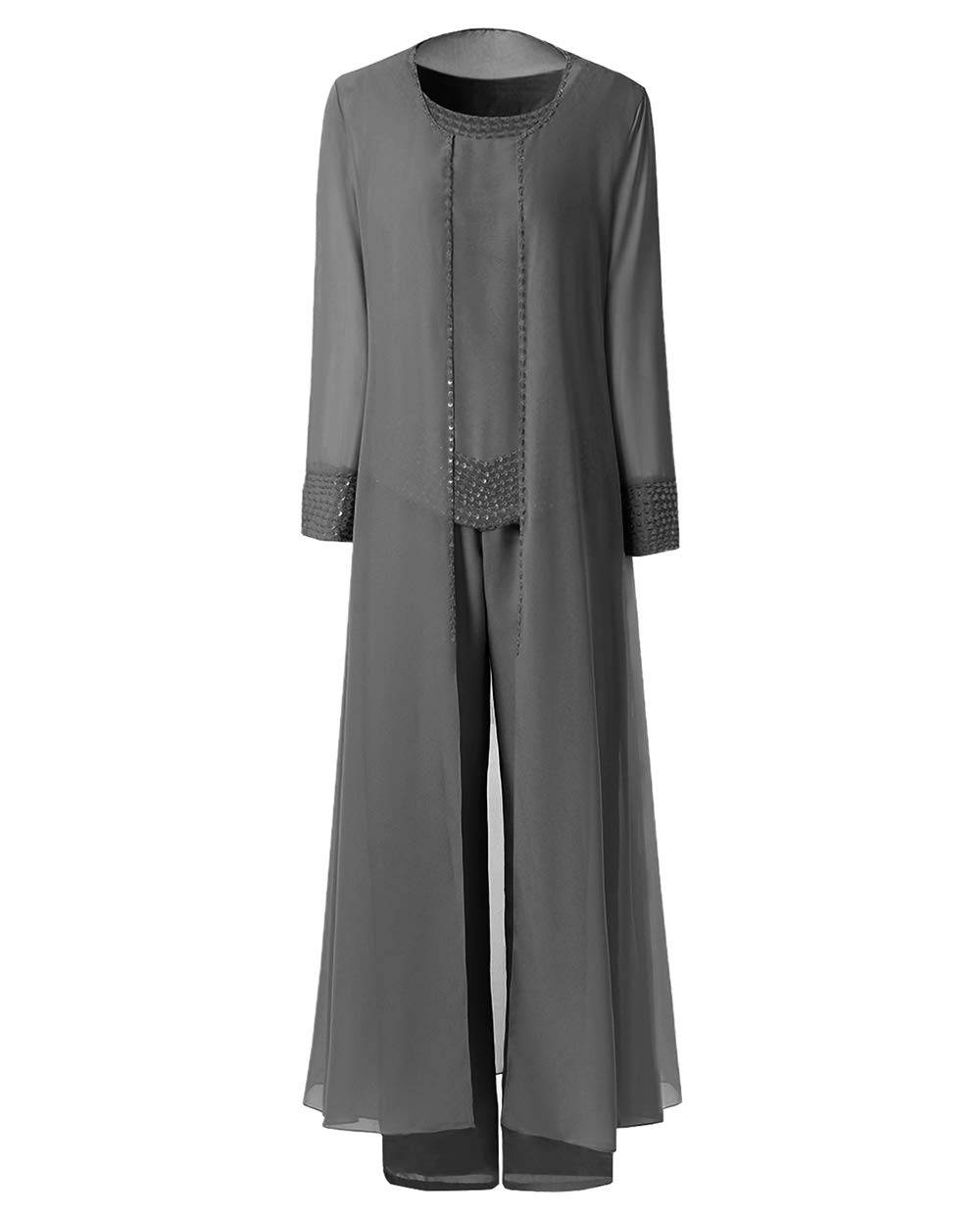 Elegant Beaded Chiffon 3-Piece Women's Jumpsuit Pant Suit with Jacket - Perfect for Mother of the Bride, Wedding Guest & Special Occasion Dresses