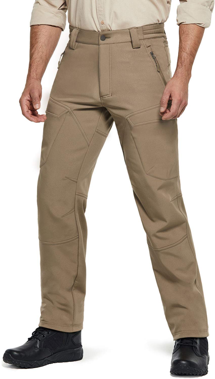CQR Men's Winter Tactical Pants - Fleece Lined Outdoor Snow Ski Cargo Pants with Thermal Insulation for Hiking, Camping & Cold Weather Activities