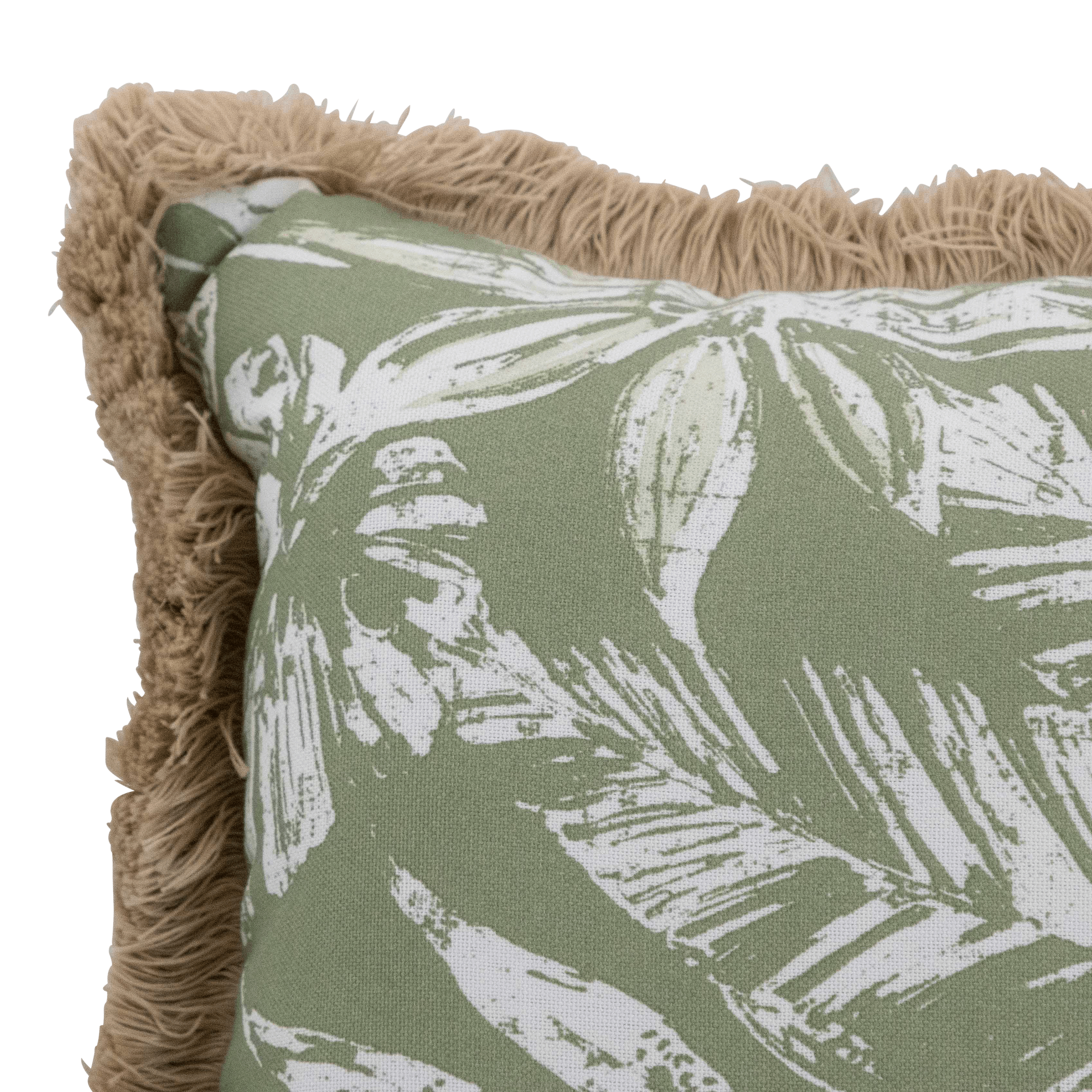 Tahiti Sage Escape 50x50cm Fringed Outdoor Cushion - Waterproof Patio Pillow Cover for Garden, Poolside & Porch Decor