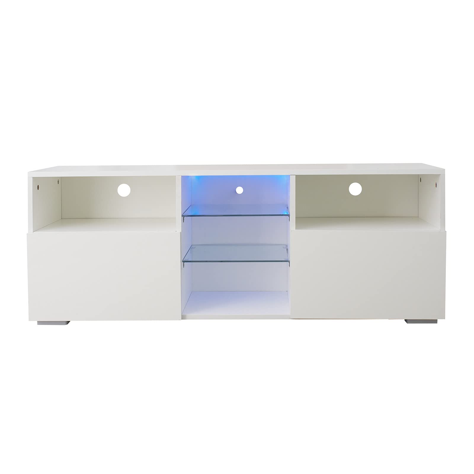 Modern Minimalist TV Stand with 20-Color LED Lights - High Gloss White Entertainment Center for Living Room | Perfect for Home Theater Setup & Stylish Living Room Decor