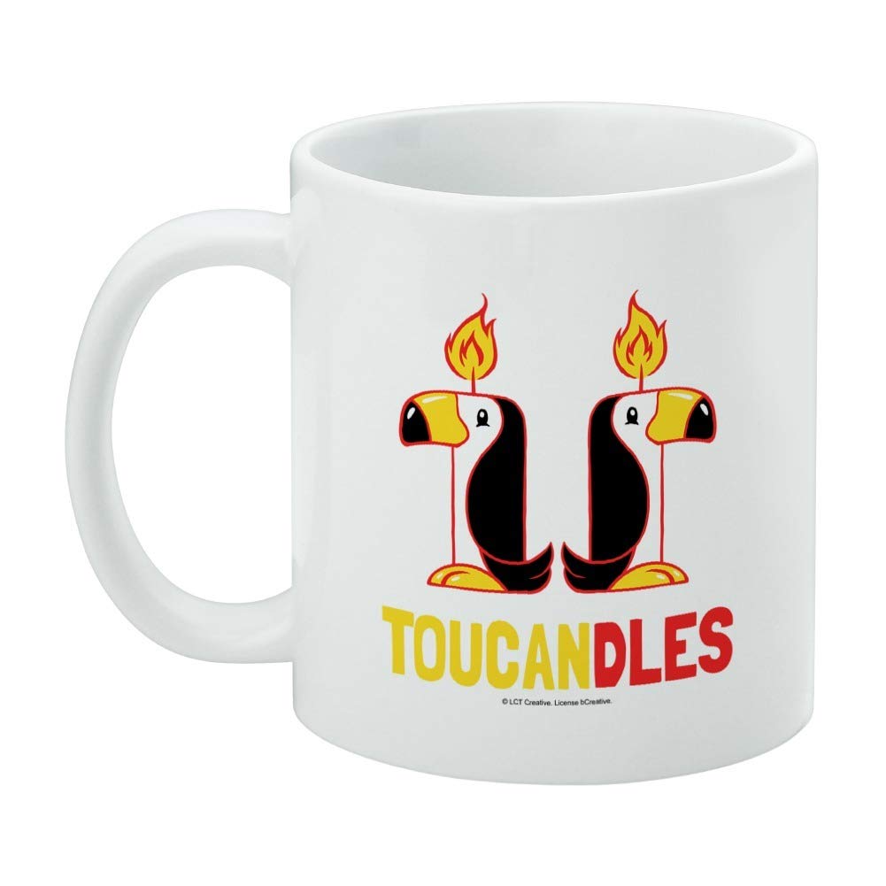 Funny Toucan Ceramic Coffee Mug - 11oz Novelty Gift for Coffee, Tea & Hot Drinks - Humorous Toucandles Design - Perfect for Office, Home & Gifts - White