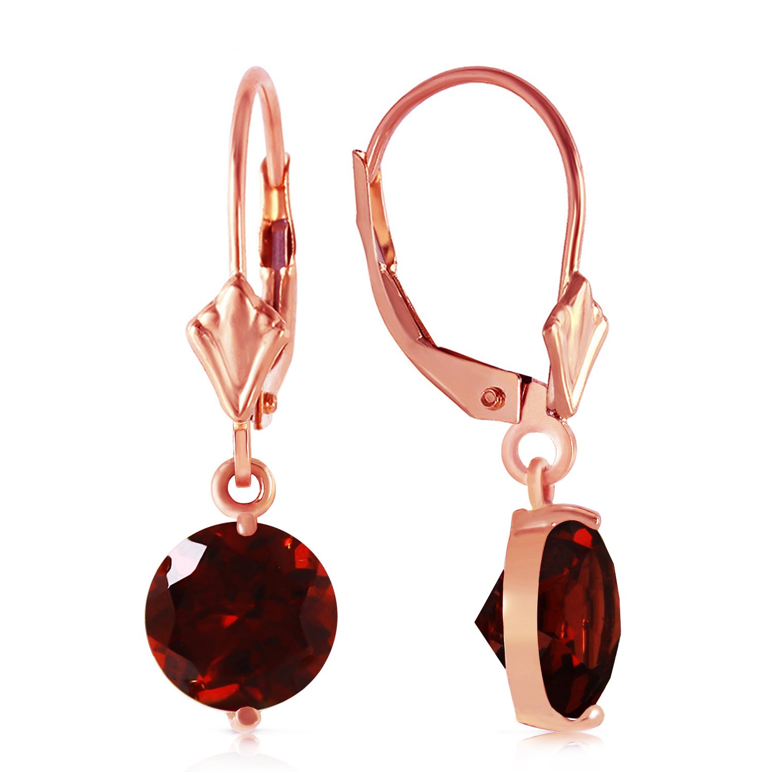 14K Rose Gold Garnet Dangle Earrings for Women - Elegant Birthstone Jewelry Gift for Anniversary, Valentine's Day & Special Occasions