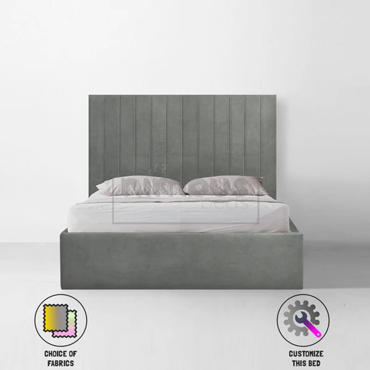 Sturdy Metal Vertical Bed Frame with Headboard - Queen Size Platform Bed for Small Spaces, Modern Bedroom Furniture - Perfect for Apartments, Dorms & Guest Rooms