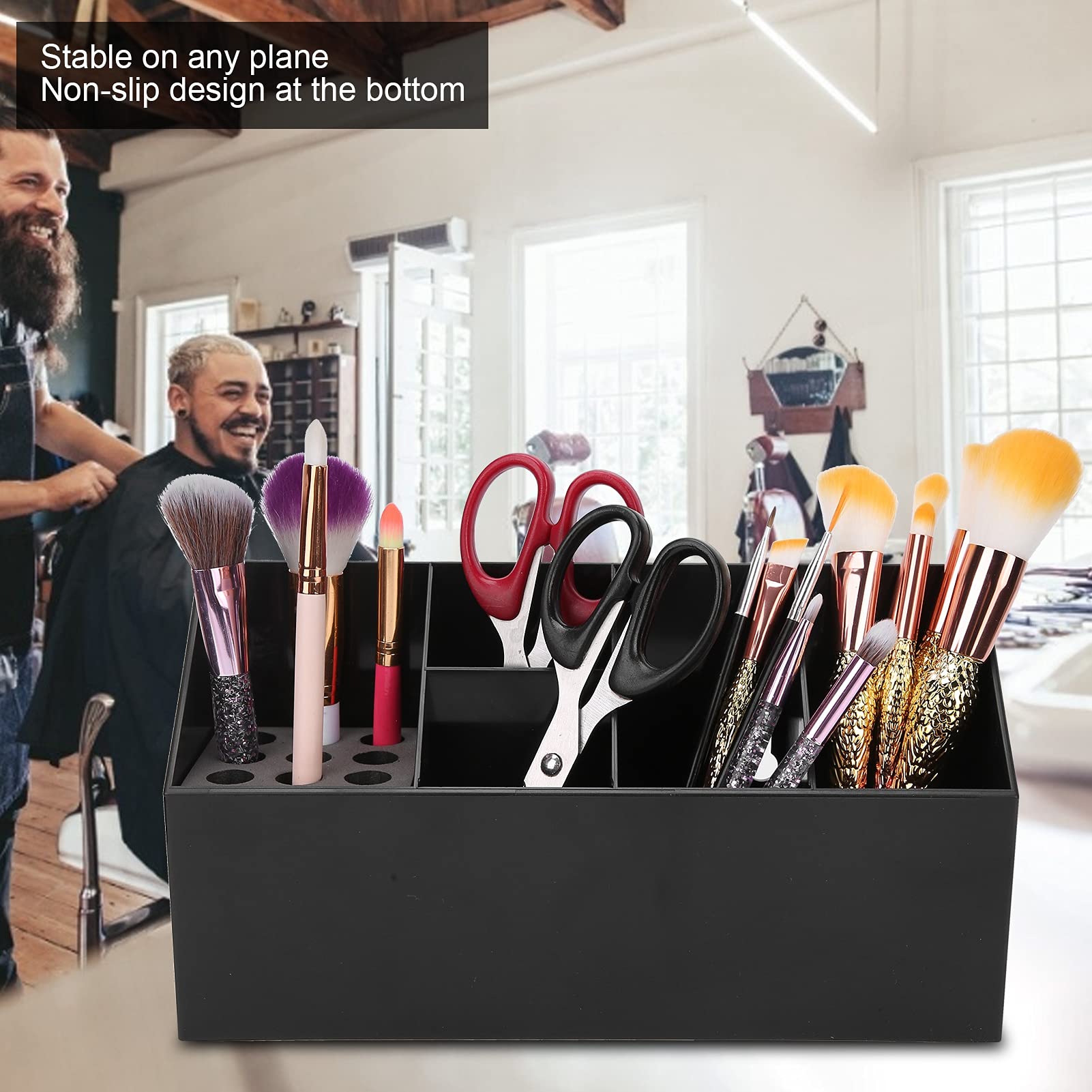 Professional Salon Scissors Organizer & Hairdressing Tool Storage Rack - Black Scissors Holder for Hair Stylists, Barbers, Home & Office Use - Perfect for Salon Organization, Hair Comb & Clip Storage