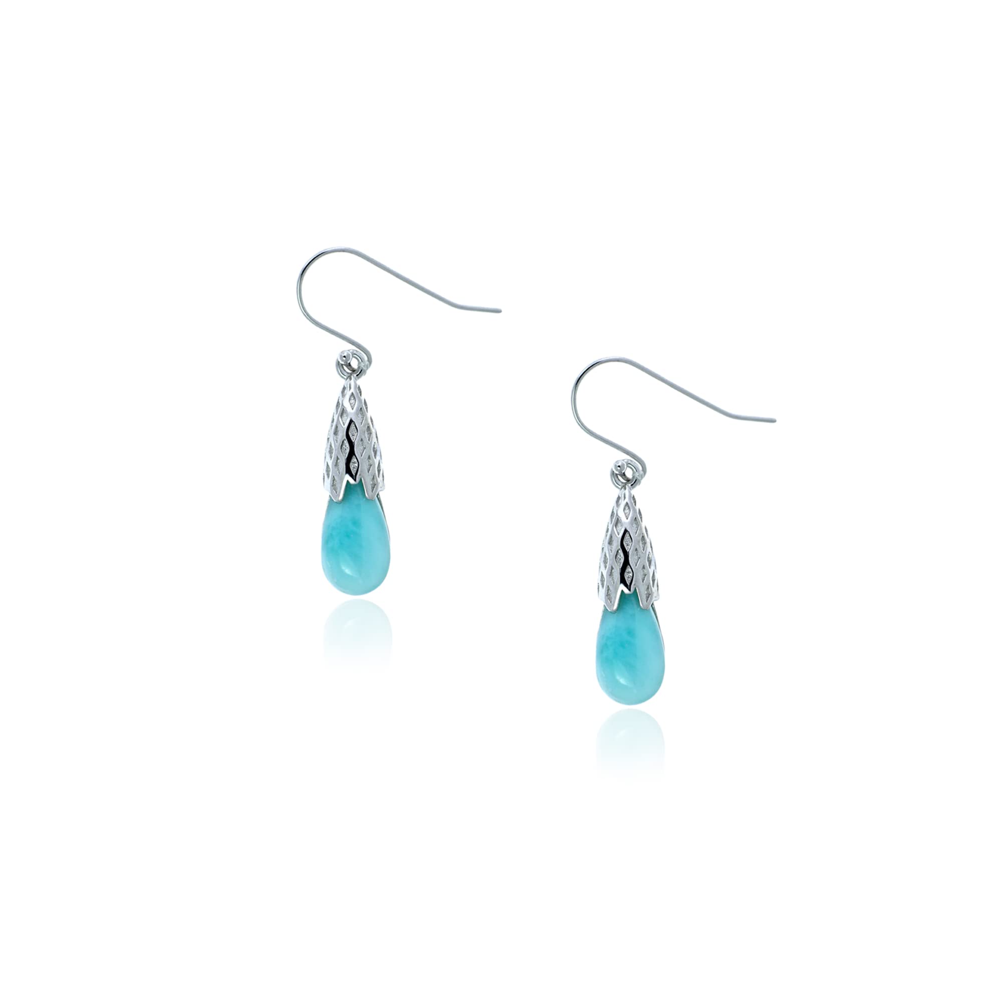 925 Sterling Silver Drop Earrings with Natural Ocean Blue Larimar Stone - Elegant Fine Jewelry for Women, Perfect for Weddings, Parties & Everyday Wear