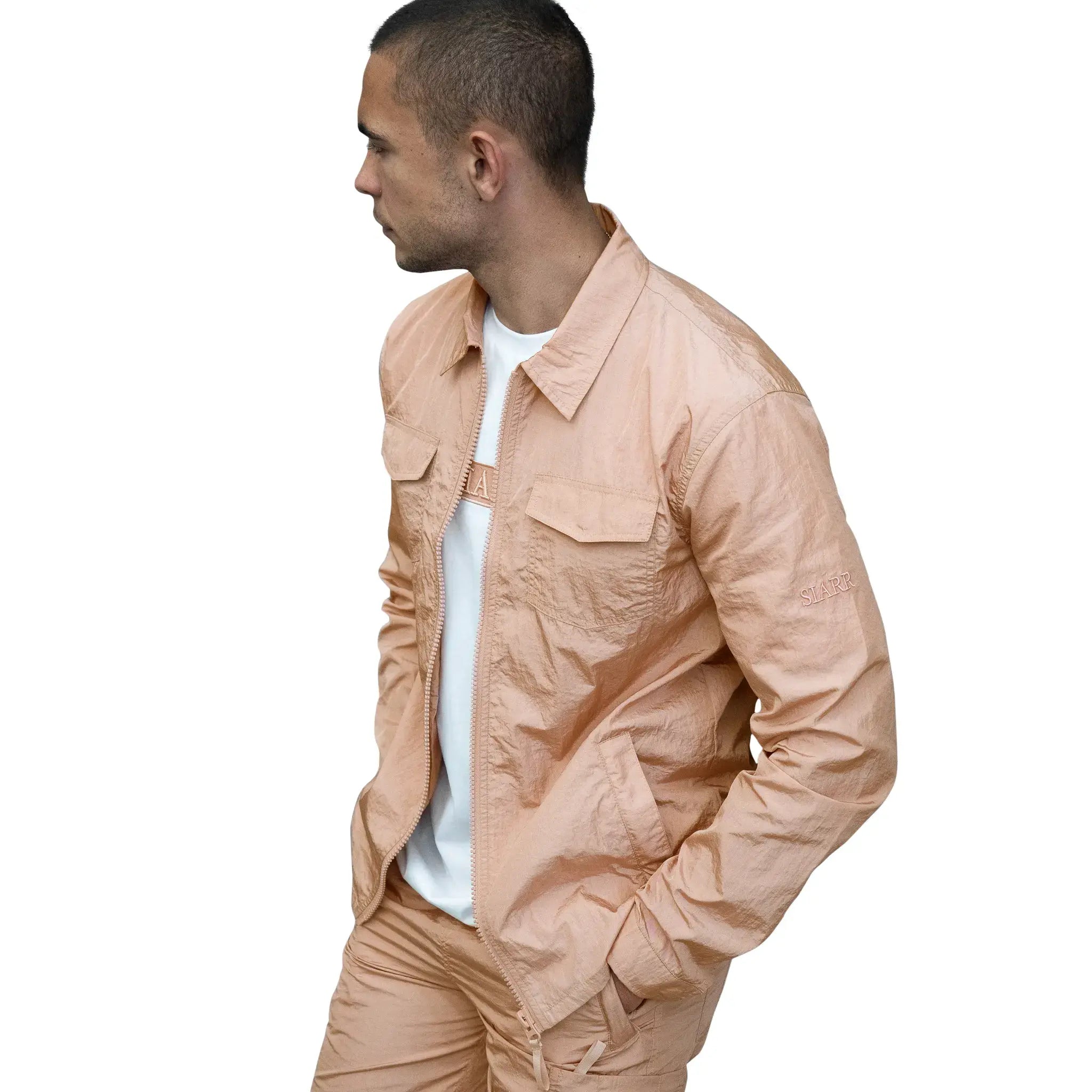 SIARR Crinkle Pink Overshirt for Women - Stylish Lightweight Jacket for Spring & Fall Fashion | Perfect for Casual Outings, Date Nights & Office Wear