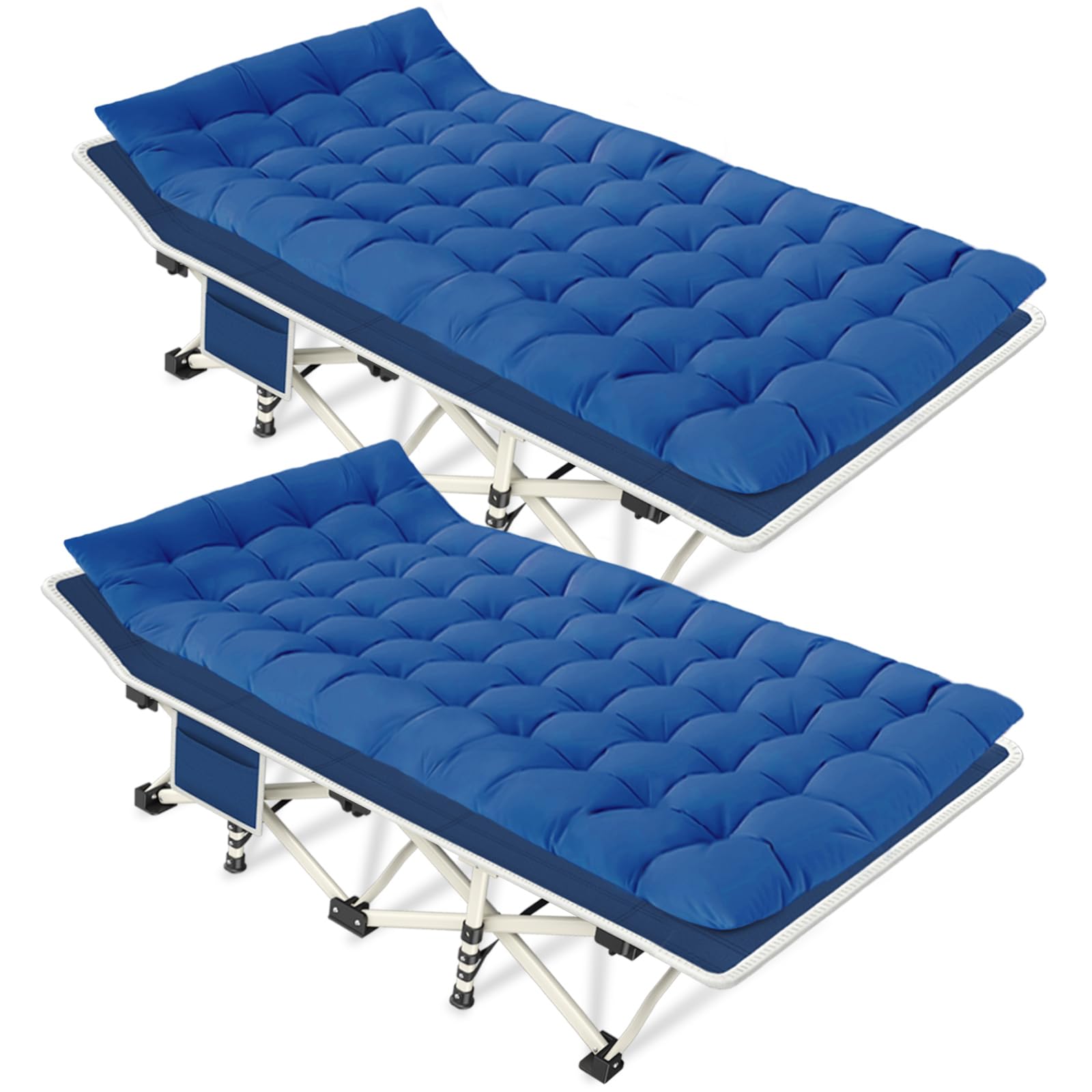 2 Pack Heavy Duty Camping Cot with Comfortable Mattress - Portable Folding Sleeping Bed for Adults, Includes Carry Bag - Perfect for Outdoor Camping, Backpacking, Hiking & Beach Trips