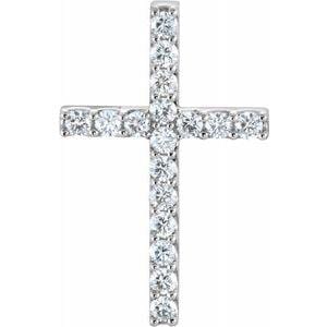 14K White Gold 5/8 CTW Natural Diamond Petite Cross Pendant Necklace for Women - Elegant Religious Jewelry Gift for Baptism, Confirmation & Everyday Wear