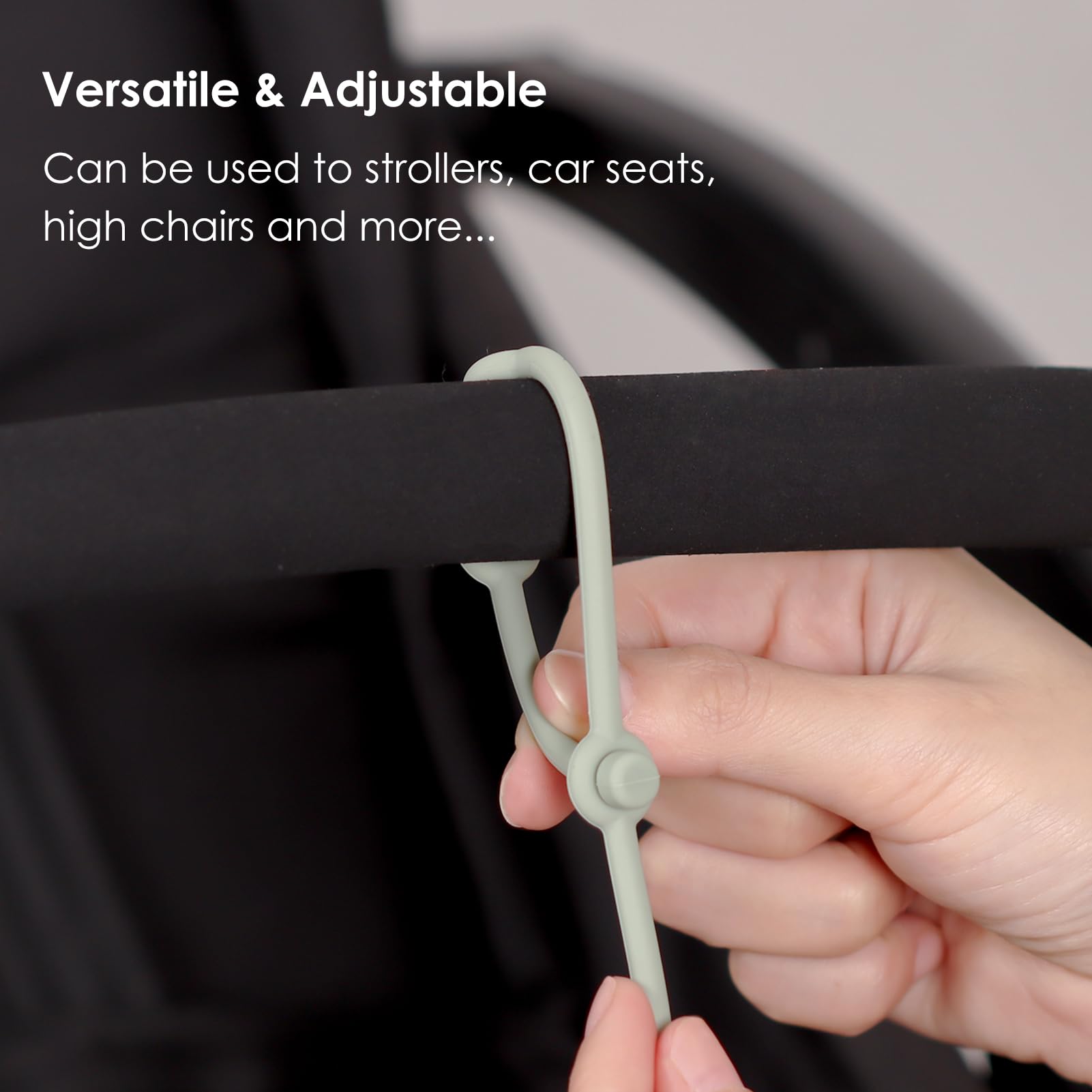 Andy Bear Silicone Baby Toy Straps - 4PK Safety Straps for High Chairs, Strollers, Cribs & Car Seats | Durable Toddler Bottle & Toy Holder | Secure Toys During Travel, Dining & Playtime (Sage Green)