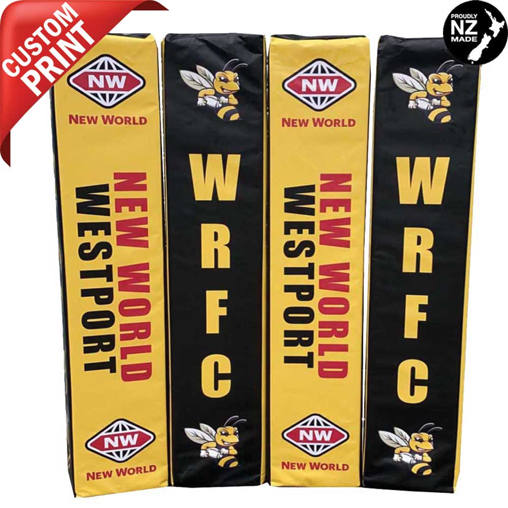 Premium Corporate Branded Rugby Goal Post Pads - High-Quality Safety Padding for Rugby Fields & Training Facilities | Perfect for Schools, Clubs, and Professional Matches