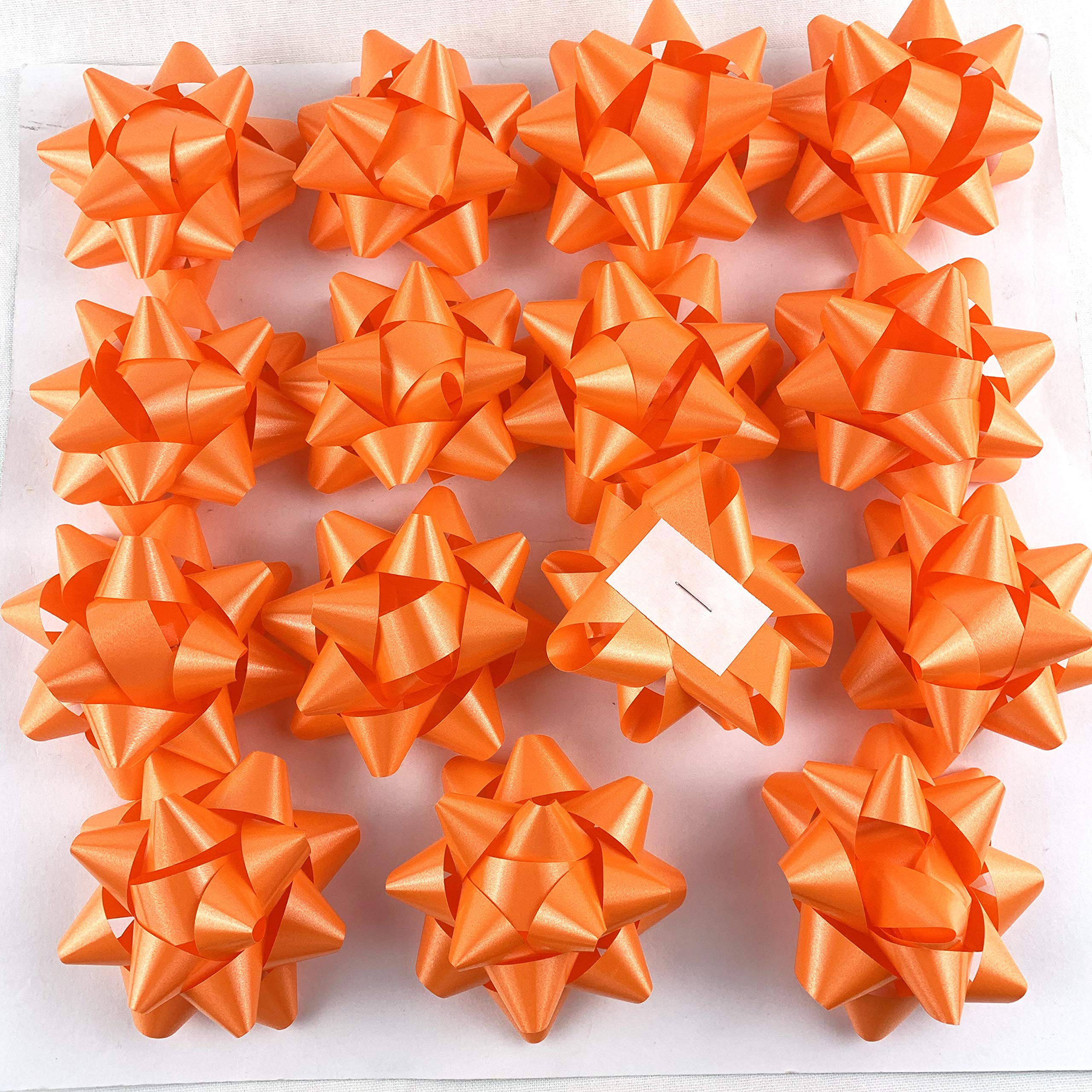 Orange Confetti Star Gift Bows for Christmas - 3.75 Inch Wrapping Bows (15 Pack) - Perfect for Holiday Presents, Party Decorations & Gift Wrapping
