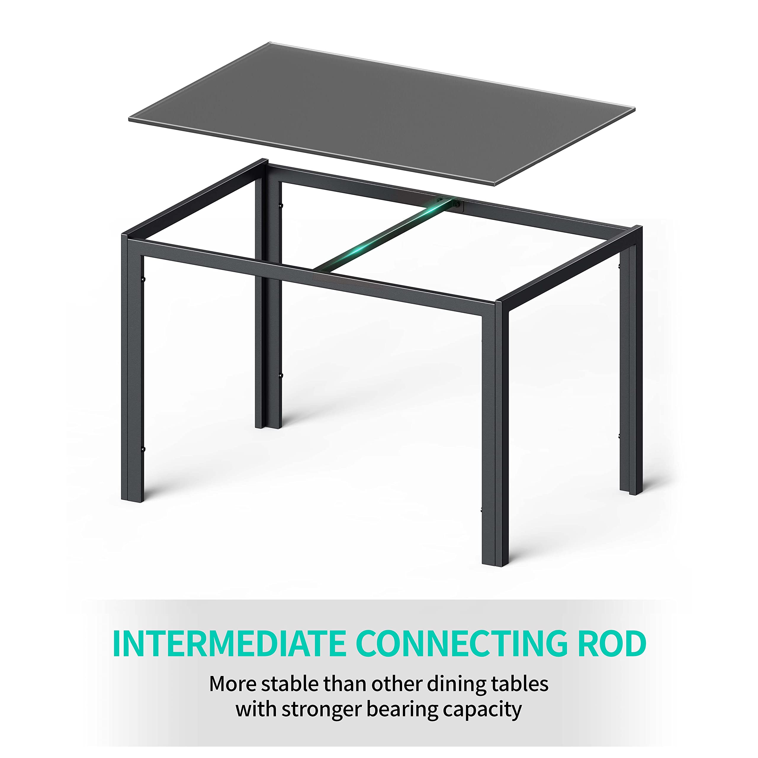 Gizoon 5-Piece Modern Glass Dining Table Set with PU Leather Chairs for 4, Perfect for Home, Kitchen, and Living Room Spaces | Ideal for Small Apartments and Family Gatherings