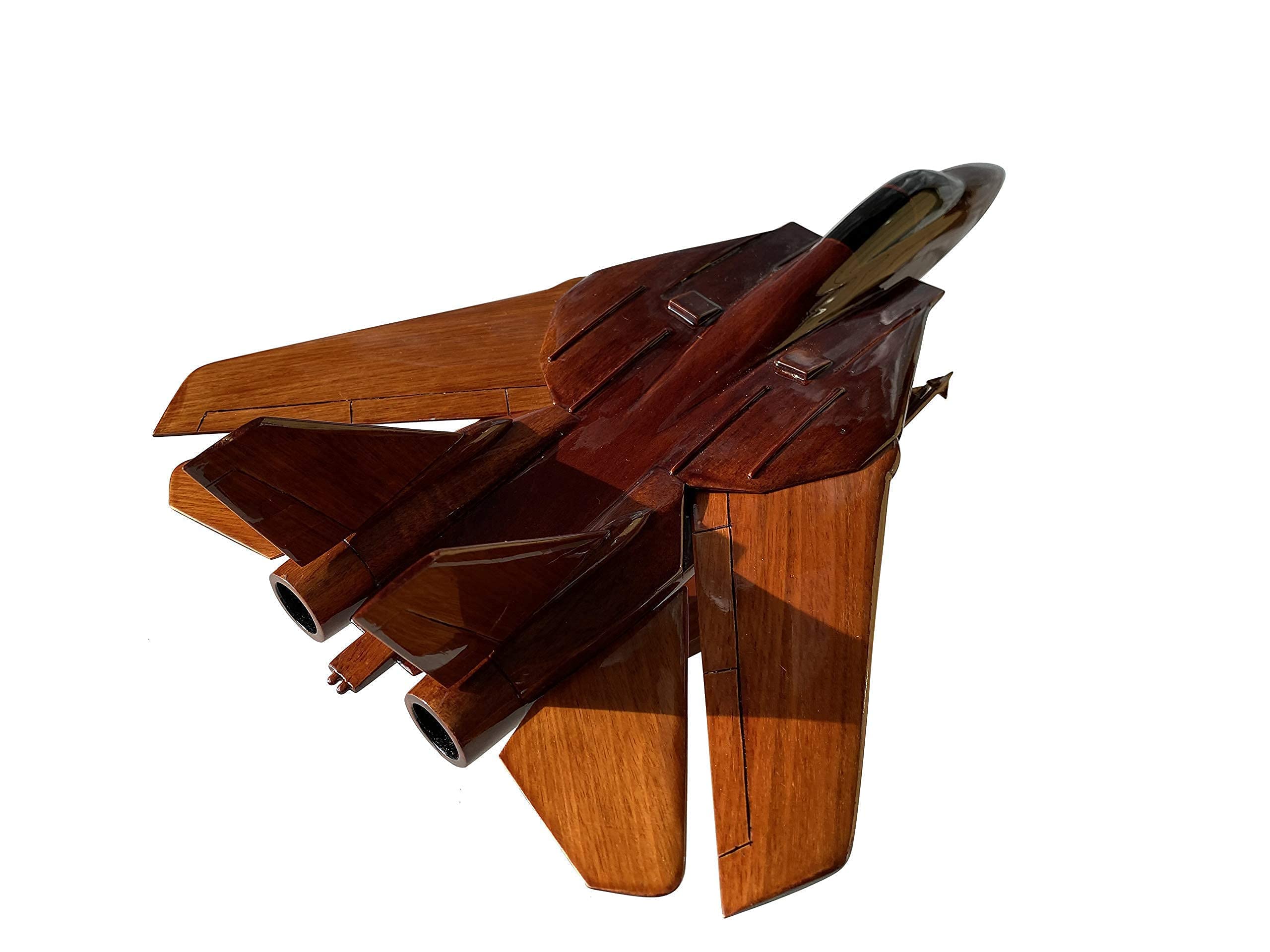 F14 Tomcat Fighter Jet Mahogany Wood Desktop Model - Perfect for Office Decor, Aviation Enthusiast Gifts & Home Display
