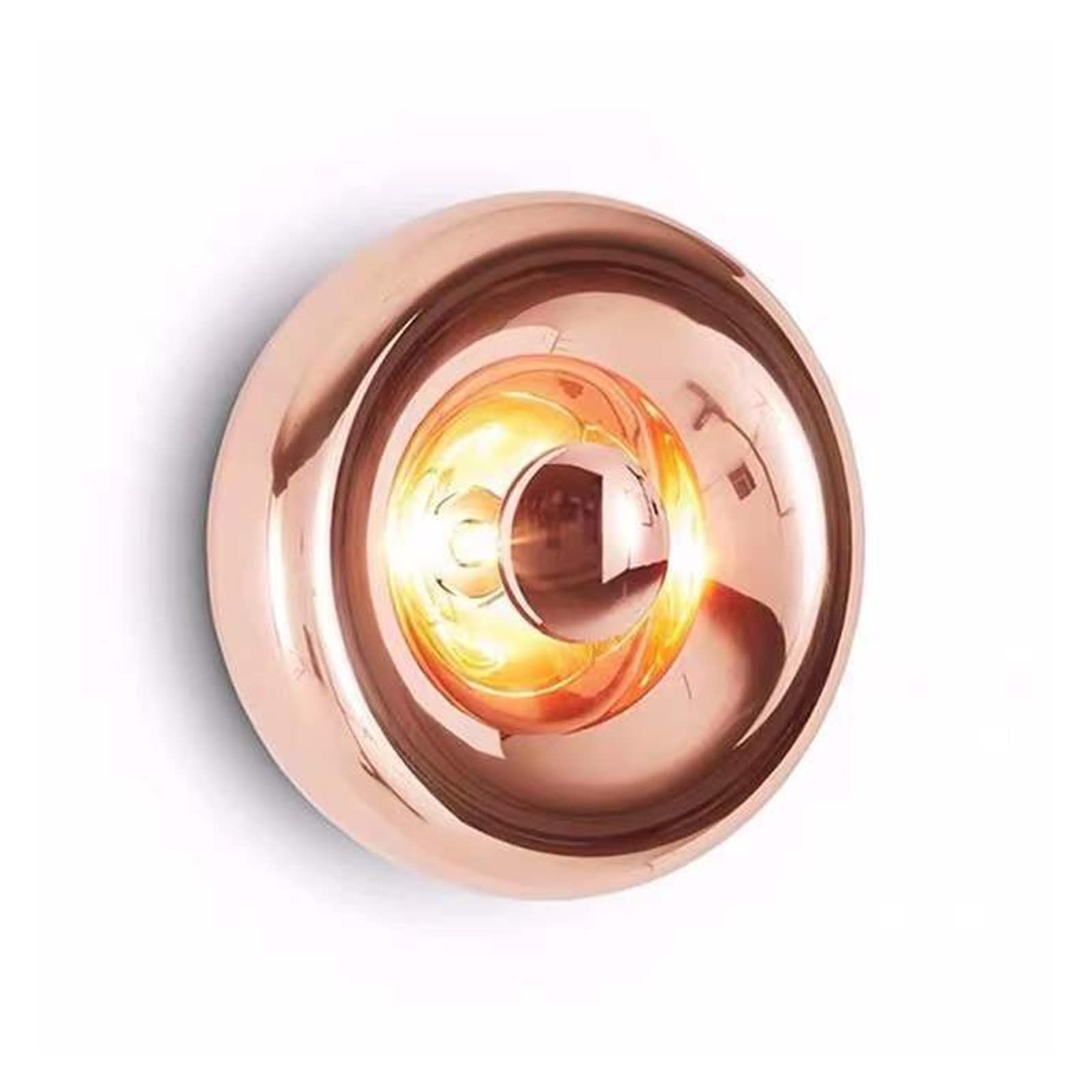Nordic Modern Wall Sconce - Round Chrome & Rose Gold Glass Wall Lamp for Bedroom, Parlor, Living Room | Surface Mount Light Fixture for Home Decor & Ambient Lighting