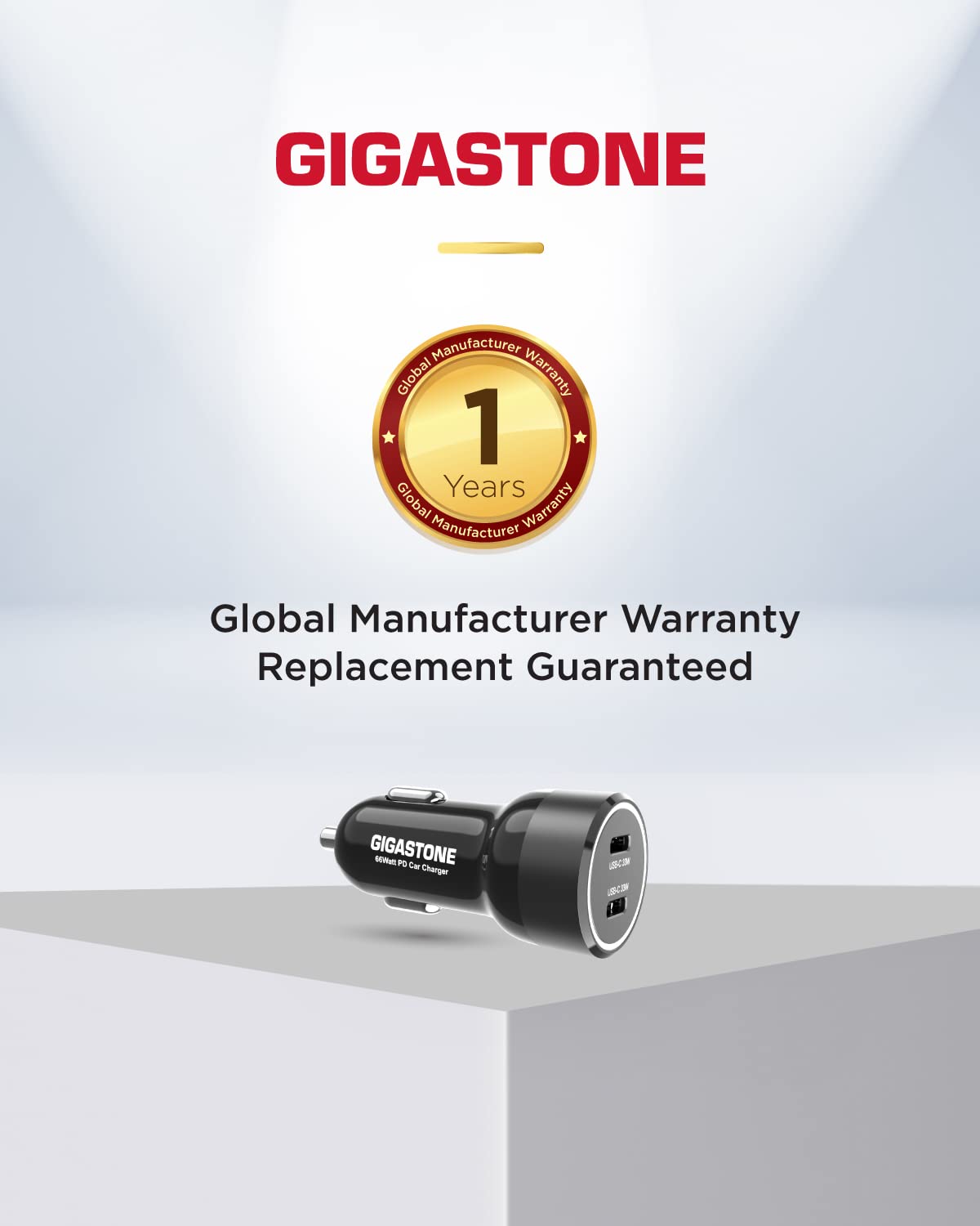 Gigastone 66W USB C Car Charger Fast Charging Adapter with PD3.0 & Dual Port - Super Mini Design for iPhone 15/14/13/12/11/X/SE/8, Galaxy S22/S21/Note, Google Pixel, LG, Motorola - Perfect for Road Trips & Daily Commutes