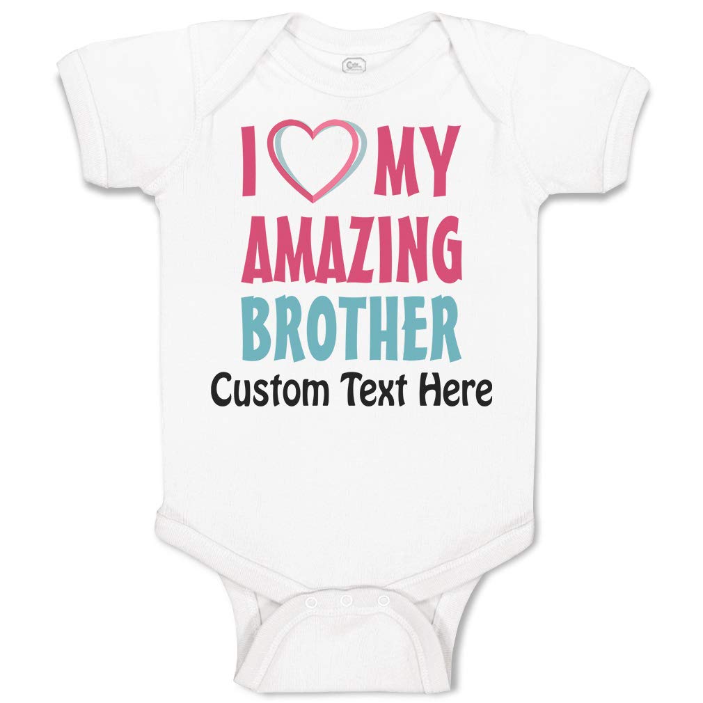 Custom Baby Bodysuit - I Love My Amazing Brother Cotton Onesie for Boys & Girls | Soft Newborn Outfit for Sibling Love & Family Photos
