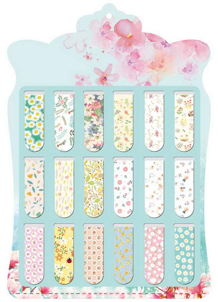 18 Pack Small Fresh Magnetic Bookmarks - Assorted Color Flower Design for Books, Notebooks & Planners | Perfect Gift for Readers & Students