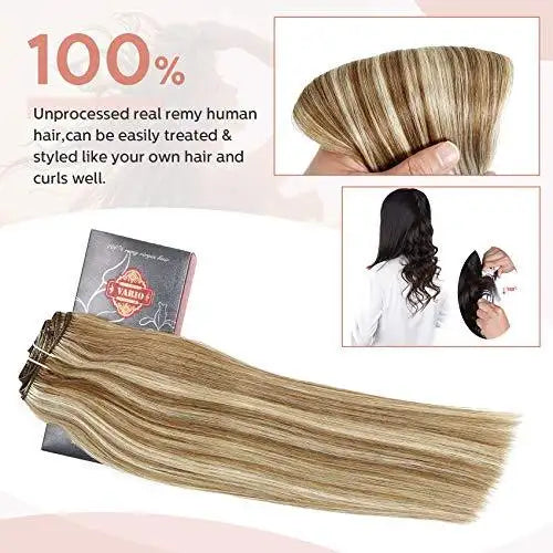 Premium 9A Brazilian Clip-In Human Hair Extensions - 7pcs Double Weft for Instant Volume & Length | Perfect for Weddings, Parties & Everyday Styling