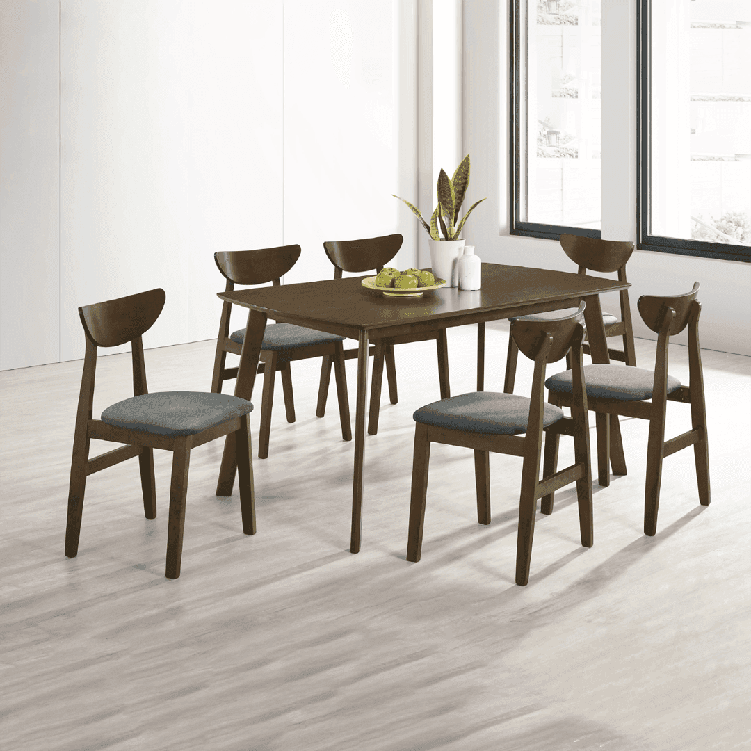 Emerson 7-Piece Wooden Dining Table Set with 6 Chairs - Solid Wood Kitchen & Dining Room Furniture for Family Gatherings & Dinner Parties