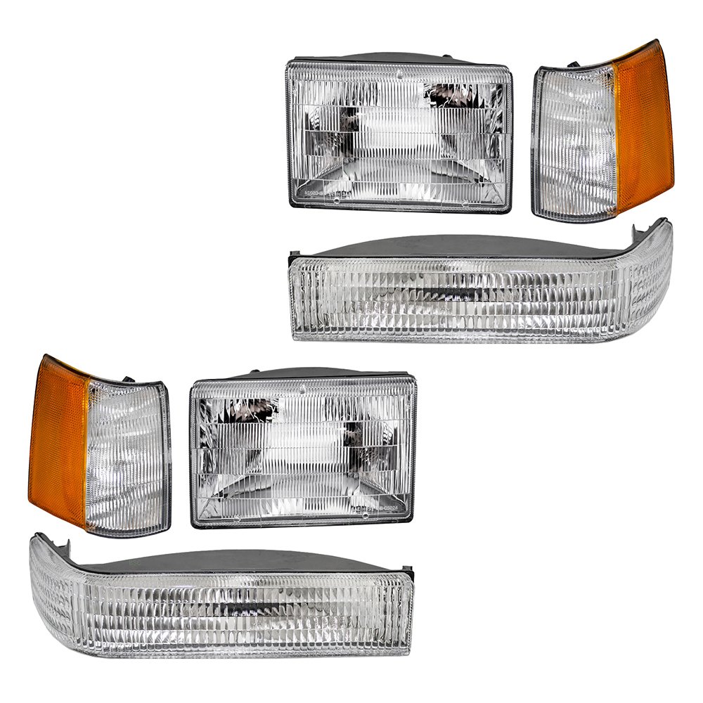 Brock Replacement 6-Piece Headlight Set with Front Parking Signal Lamps & Side Markers - Compatible with 1993-1996 Jeep Grand Cherokee - Perfect for Night Driving & Off-Road Adventures