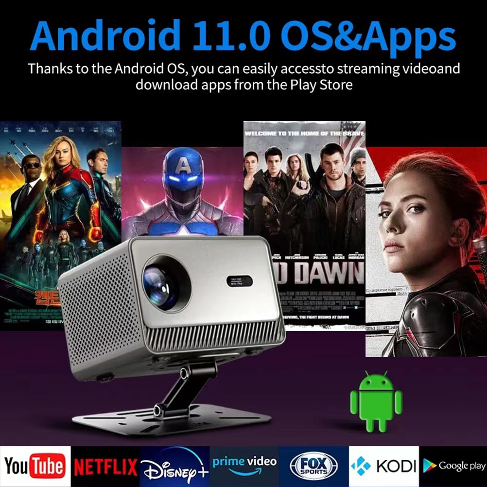 XoTiq Smart 4K Projector with Auto Focus - Portable Full HD 1080P & 4K Support - Short Throw Home Theater Projector for Movies, Gaming, Outdoor Camping & Travel Entertainment