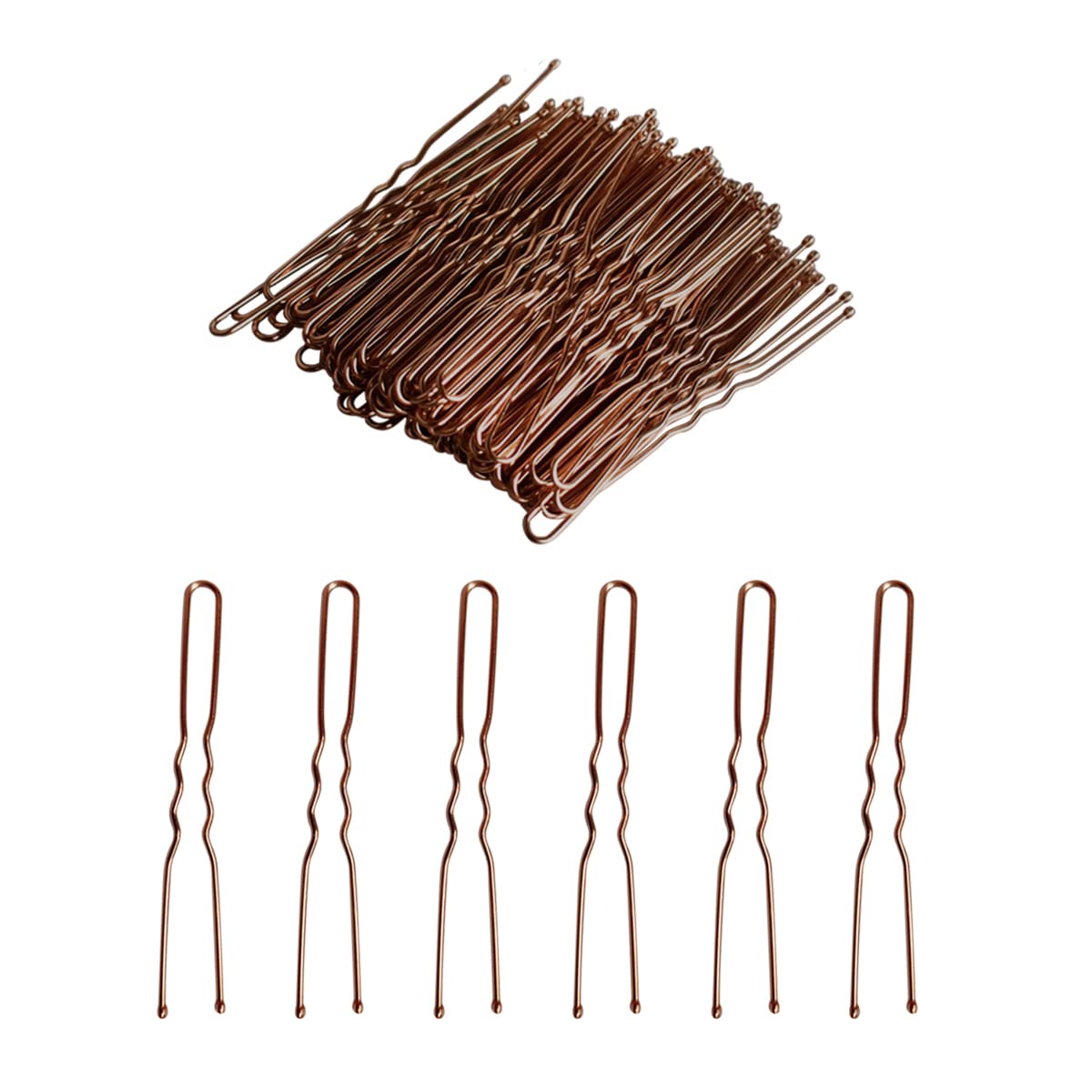 100 PCS U-Shaped Invisible Hair Grips - Heavy Duty Crinkled Hair Pins for Women, Ballet Bun & Updos - Secure Hold for Thick Hair (2.4 Inch, Brown) - Perfect for Dance Performances, Weddings & Everyday Styling
