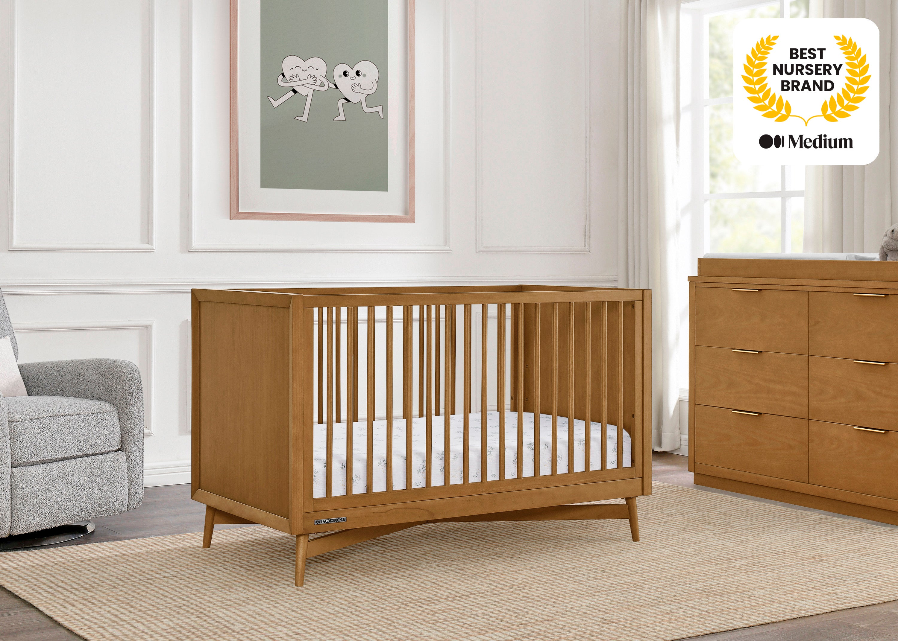 Dylan 4-in-1 Convertible Baby Crib - Toddler Bed, Daybed & Full-Size Bed | Safe Nursery Furniture for Newborns & Kids | Perfect for Modern Nursery, Daycare & Guest Room