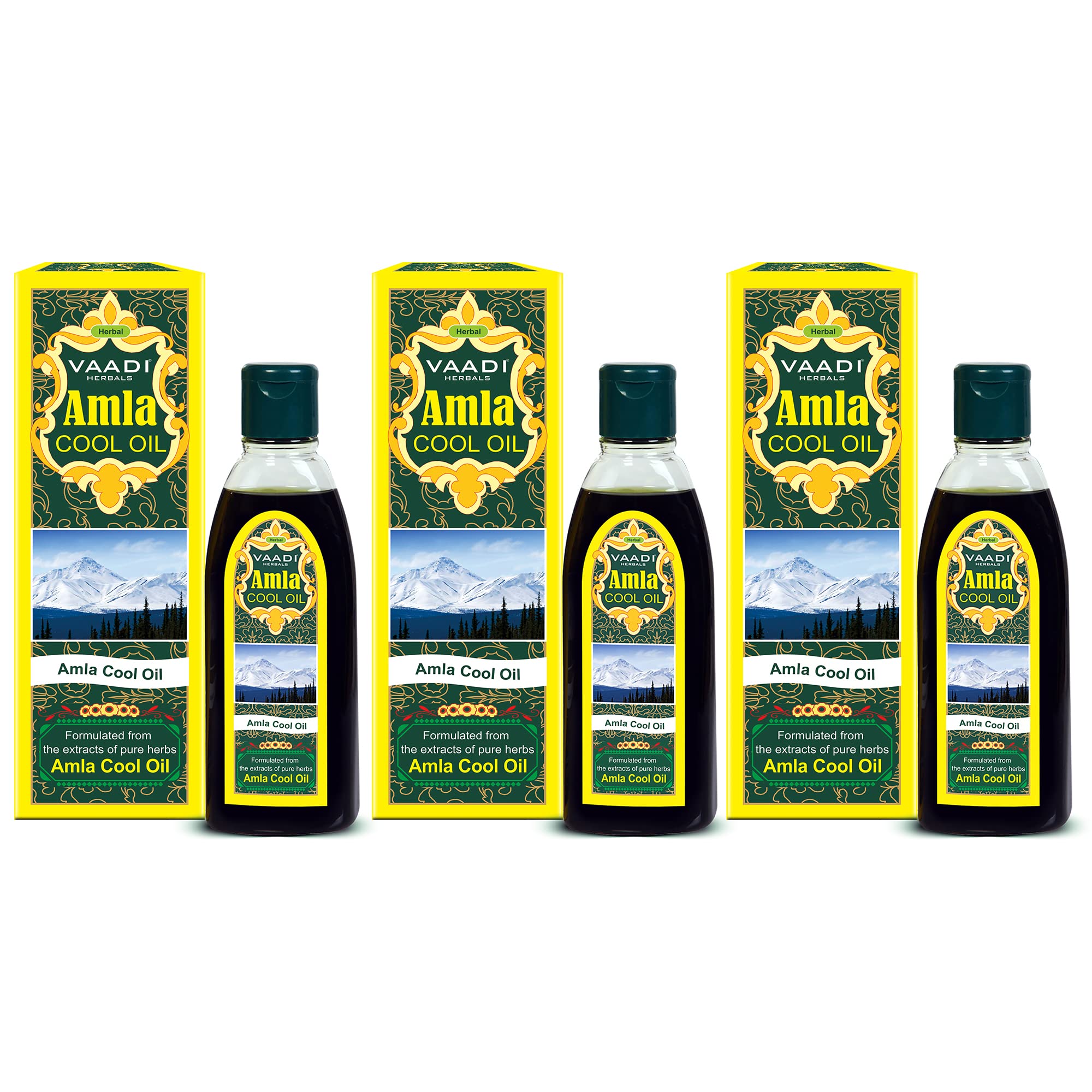 Vaadi Herbals Amla & Brahmi Herbal Oil Blend - 3 Pack (6.76 Oz Each) for Hair Growth, Scalp Care & Ayurvedic Treatment - Perfect for Daily Hair Massage & Natural Hair Regimen