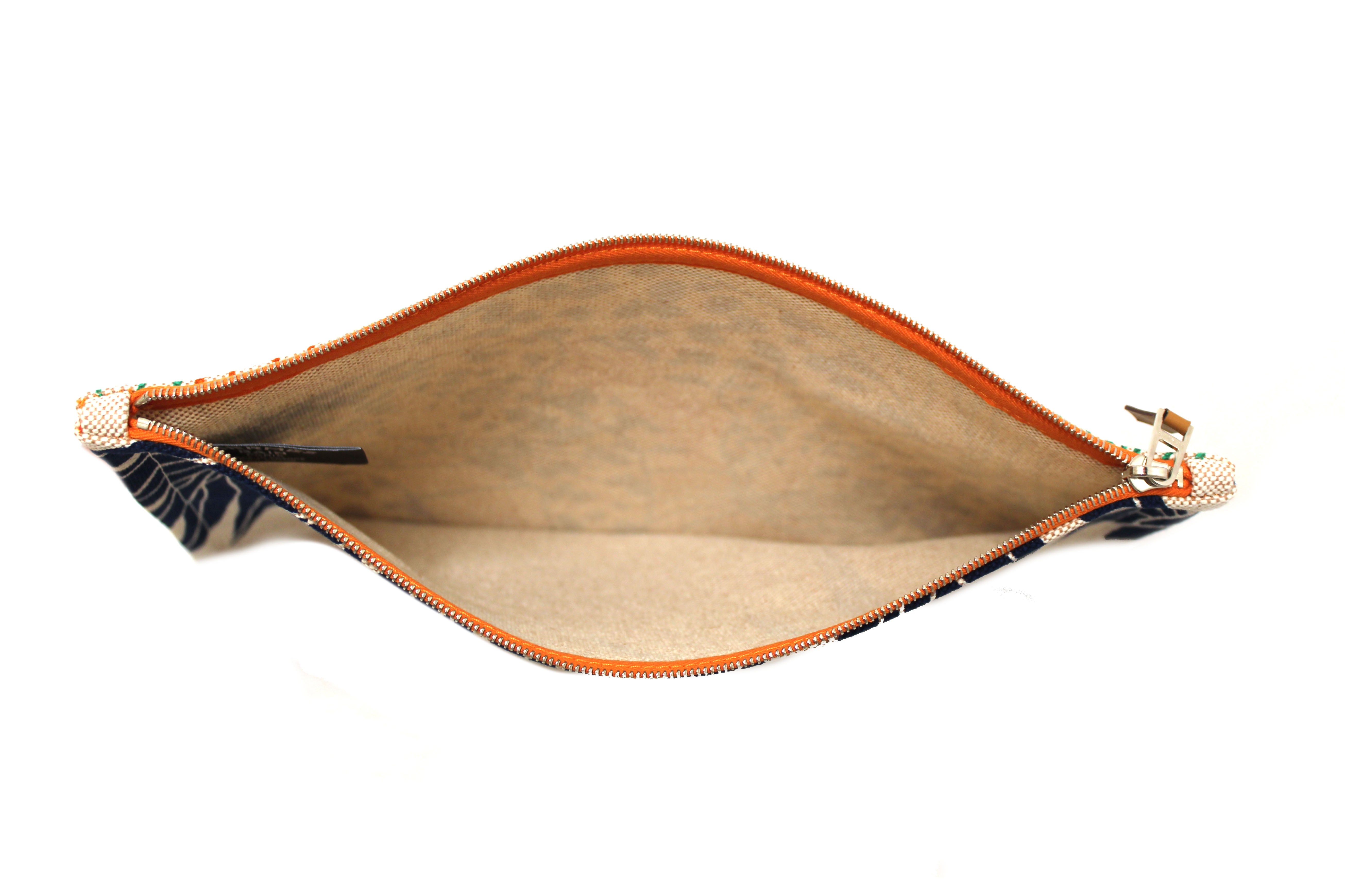 Authentic Hermes Beige Canvas Pouch Jin et Leo Clutch Bag - Luxury Women's Handbag for Evening Parties, Date Nights & Special Occasions