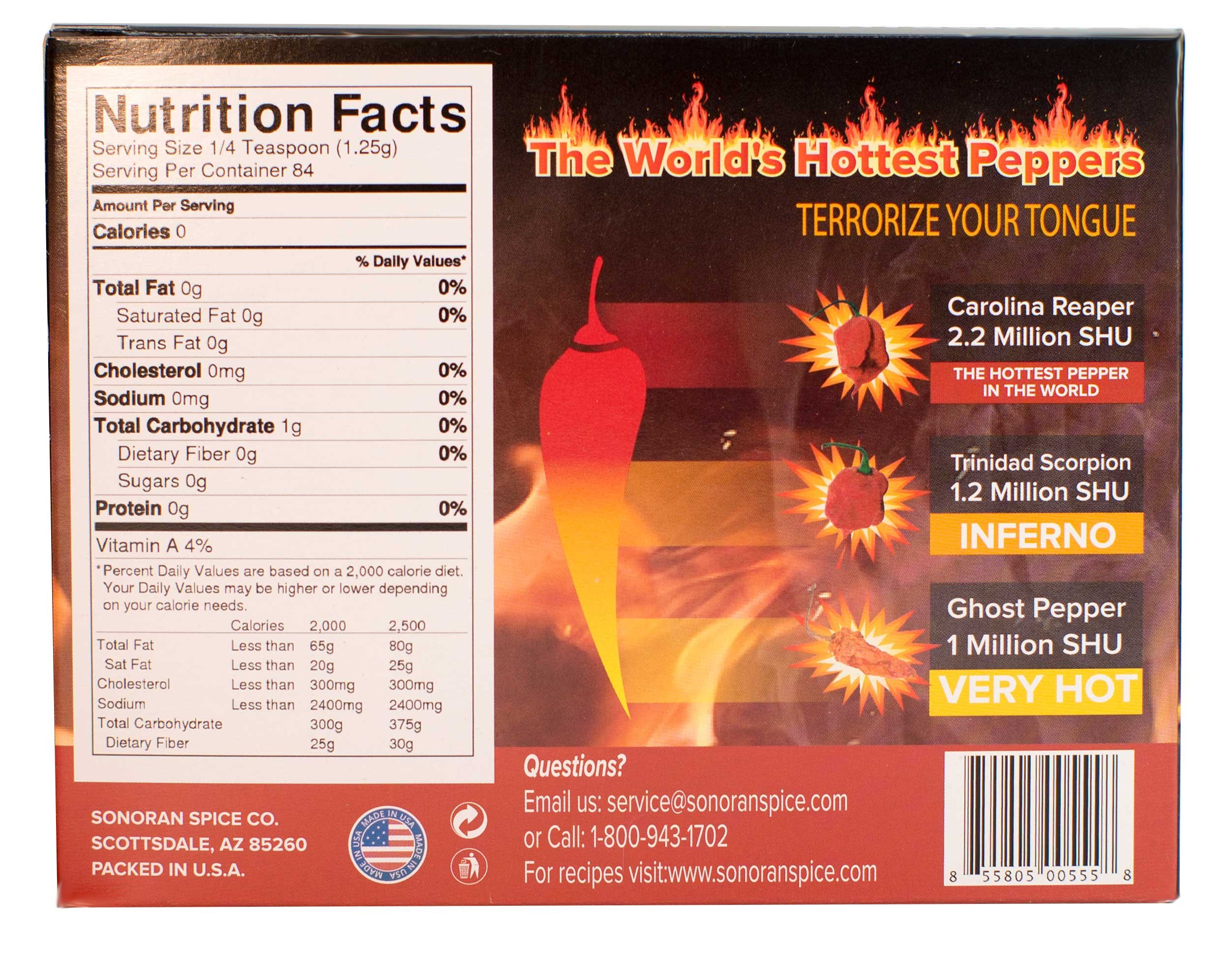 Carolina Reaper, Trinidad Scorpion & Ghost Pepper Hot Chili Powder - 3.75oz Spicy Gift Box for Cooking, Seasoning & Hot Sauce Making