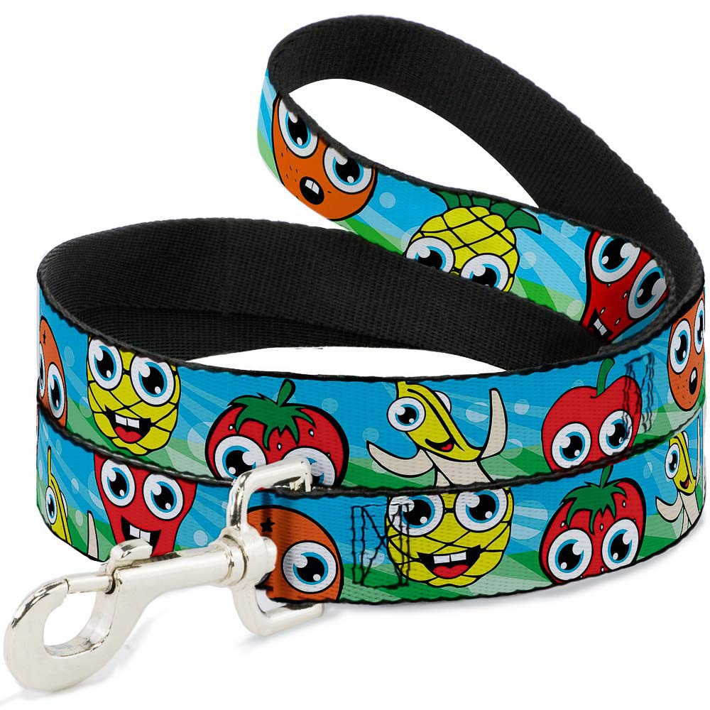 Buckle-Down 4FT Dog Leash with Fruit Cartoon Design - 1.0 Inch Wide Nylon Pet Lead for Small Medium Dogs - Perfect for Walking, Training & Outdoor Adventures