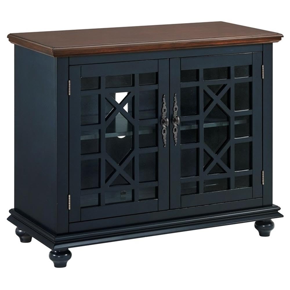 Martin Svensson Home Elegant Small Spaces TV Stand - Blue with Coffee Walnut Top - Perfect for Apartments, Dorms & Cozy Living Rooms