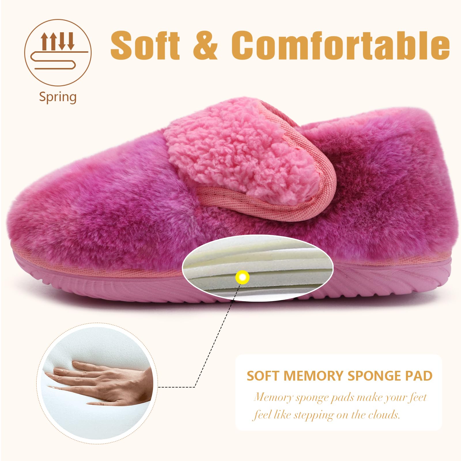 COFACE Women's Memory Foam House Slippers - Soft Fluffy Indoor/Outdoor Slippers for Ladies - Perfect for Home, Office, and Travel Comfort