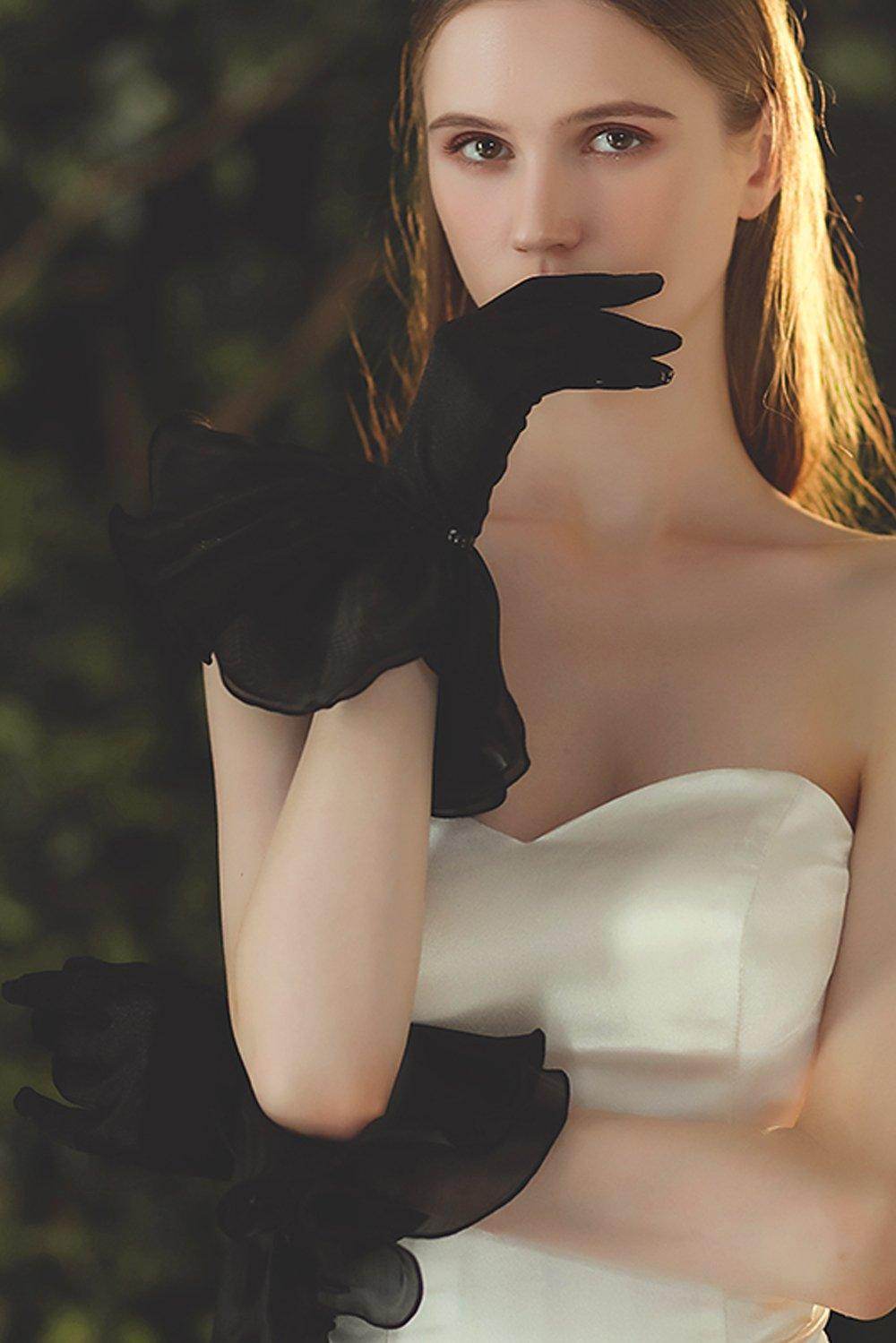 Elegant Satin Wedding Gloves - Wrist Length Bridal Gloves for Women (CD0090) | Perfect for Weddings, Prom, Formal Events & Vintage Photo Shoots
