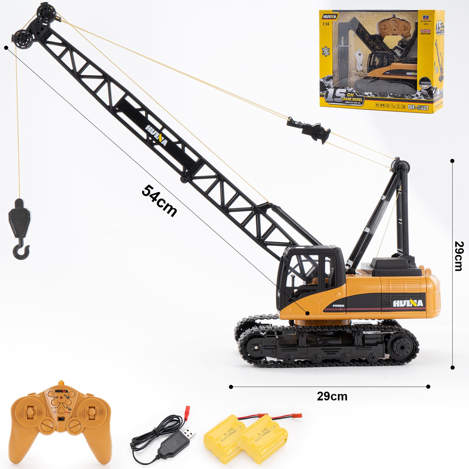**15CH Remote Control Crane Toy for Kids & Adults - 1:14 Scale RC Construction Truck with Heavy Duty Metal Hook - Birthday Gift for Boys 8-12 - Perfect for Construction Play, STEM Learning & Outdoor Fun**
