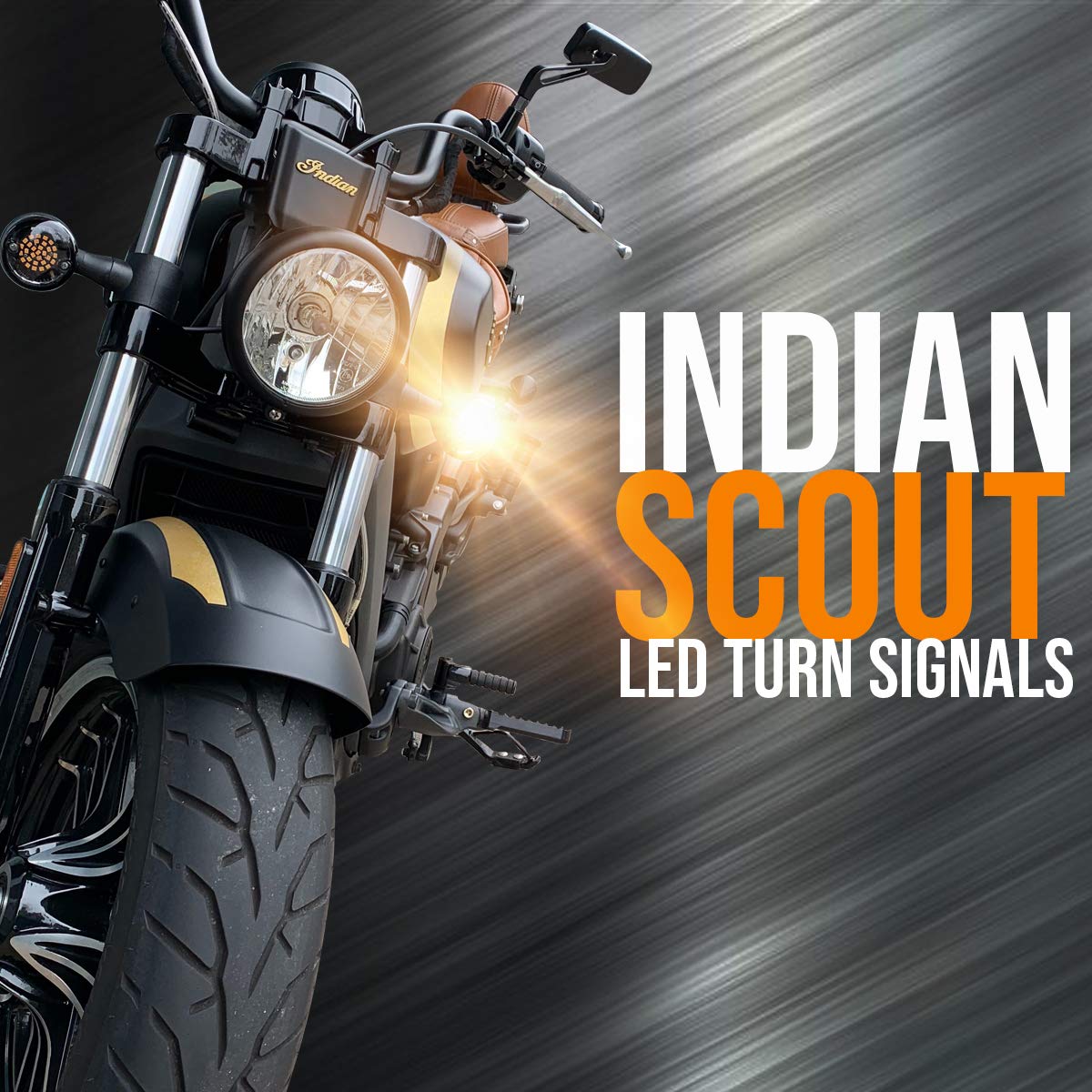 Eagle Lights Sunburst LED Front & Rear Turn Signals for Indian Scout Motorcycle - High Visibility Amber Lights - Pair of 2 - Perfect for Night Riding & Enhanced Safety