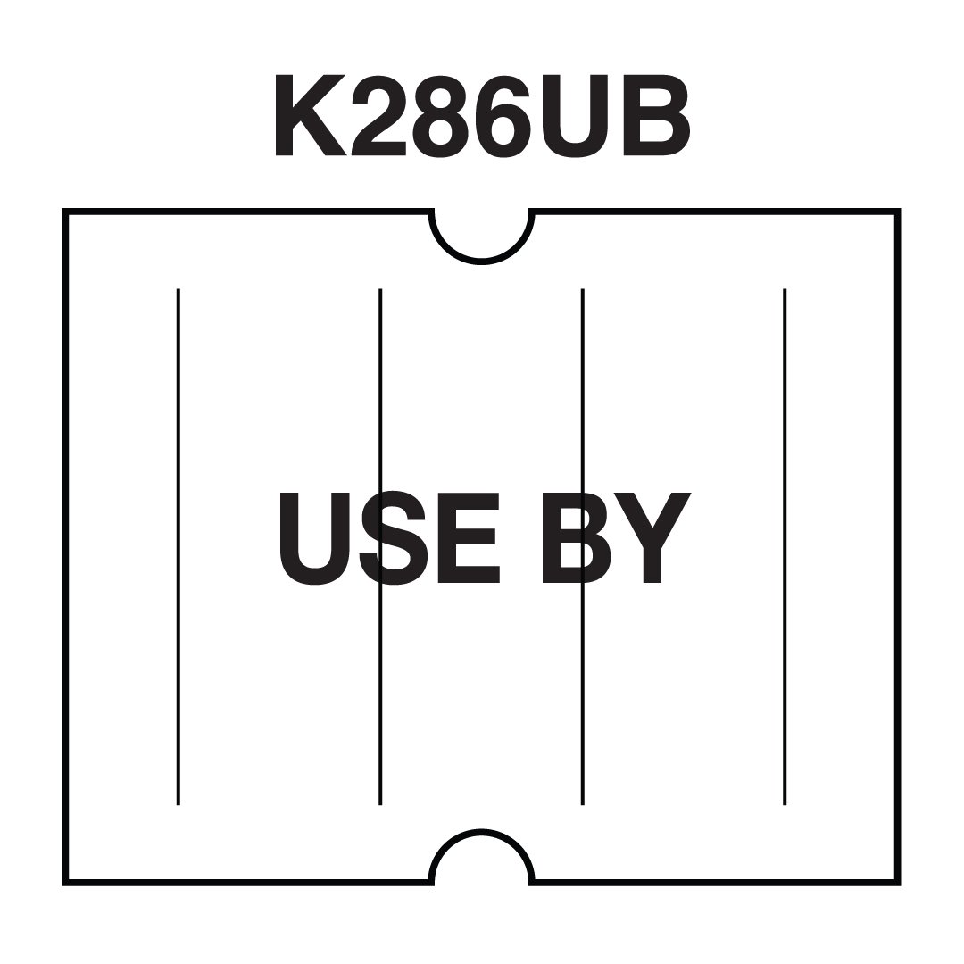 16 Pack White with Black 'Use by' Labels for TowaGL, SpeedyMark4, Halmark Model L Price Guns - Includes Free Ink Roll | Ideal for Retail, Grocery & Warehouse Pricing