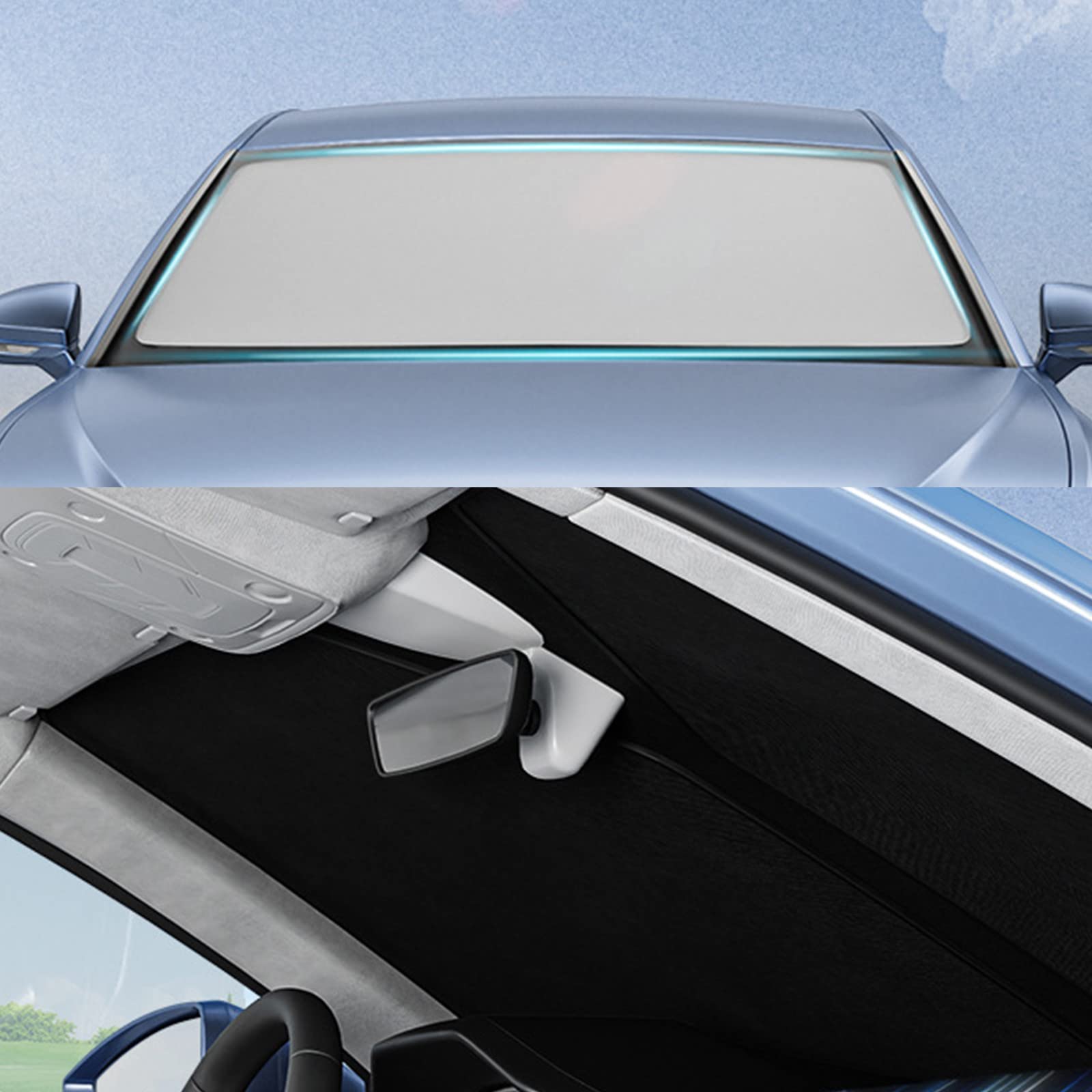 TZNBGO Foldable Car Windshield Sun Shade with Storage Pouch - Universal UV & Heat Protection Sun Visor for All Vehicles, Keep Your Car Cool During Summer Parking