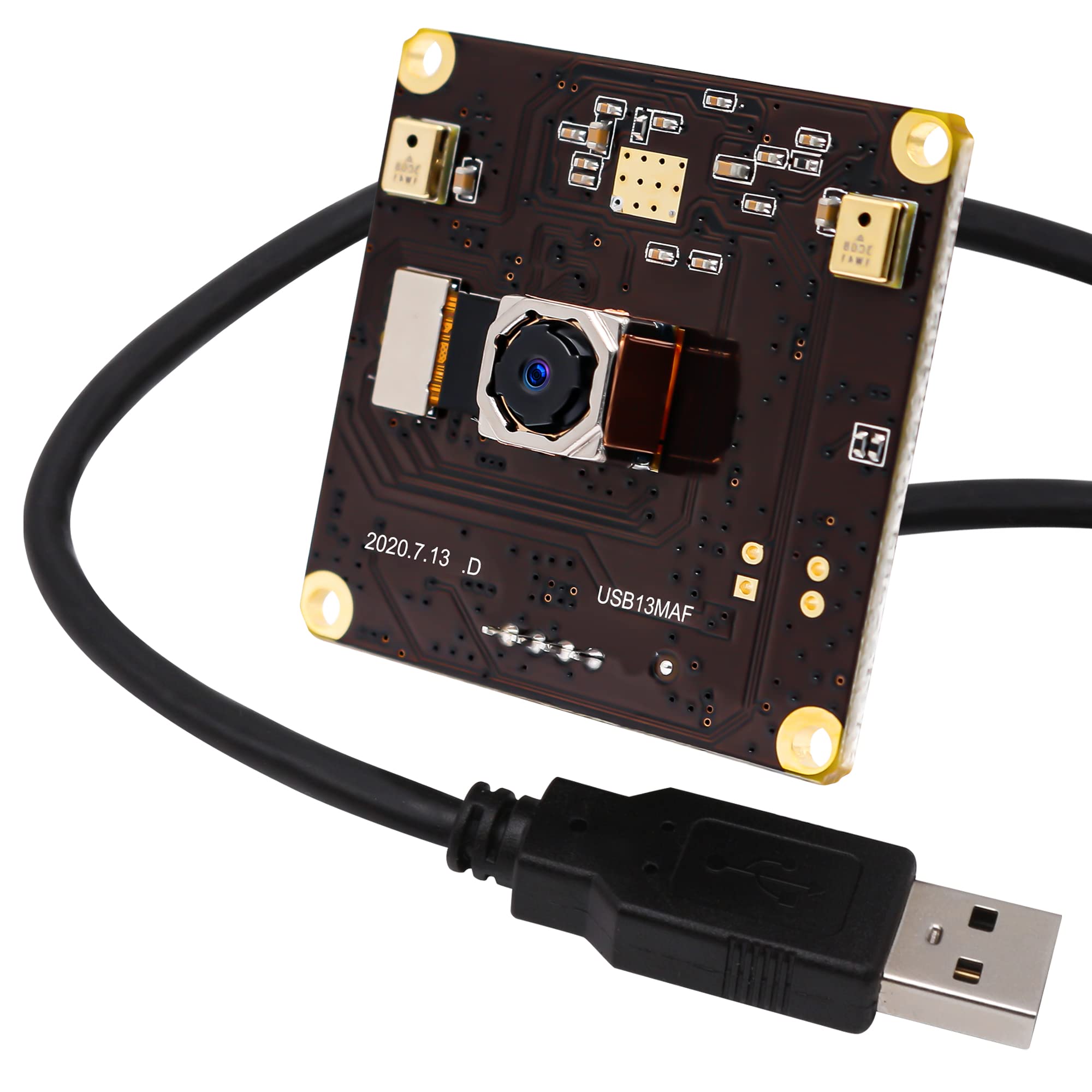 13MP USB Camera Module with Microphone, Autofocus & Audio - UVC USB 2.0 Webcam Board for PC/Laptop/Jetson Nano - Industrial Embedded IMX214 Camera for Video Conferencing, Live Streaming & Lightburn Applications
